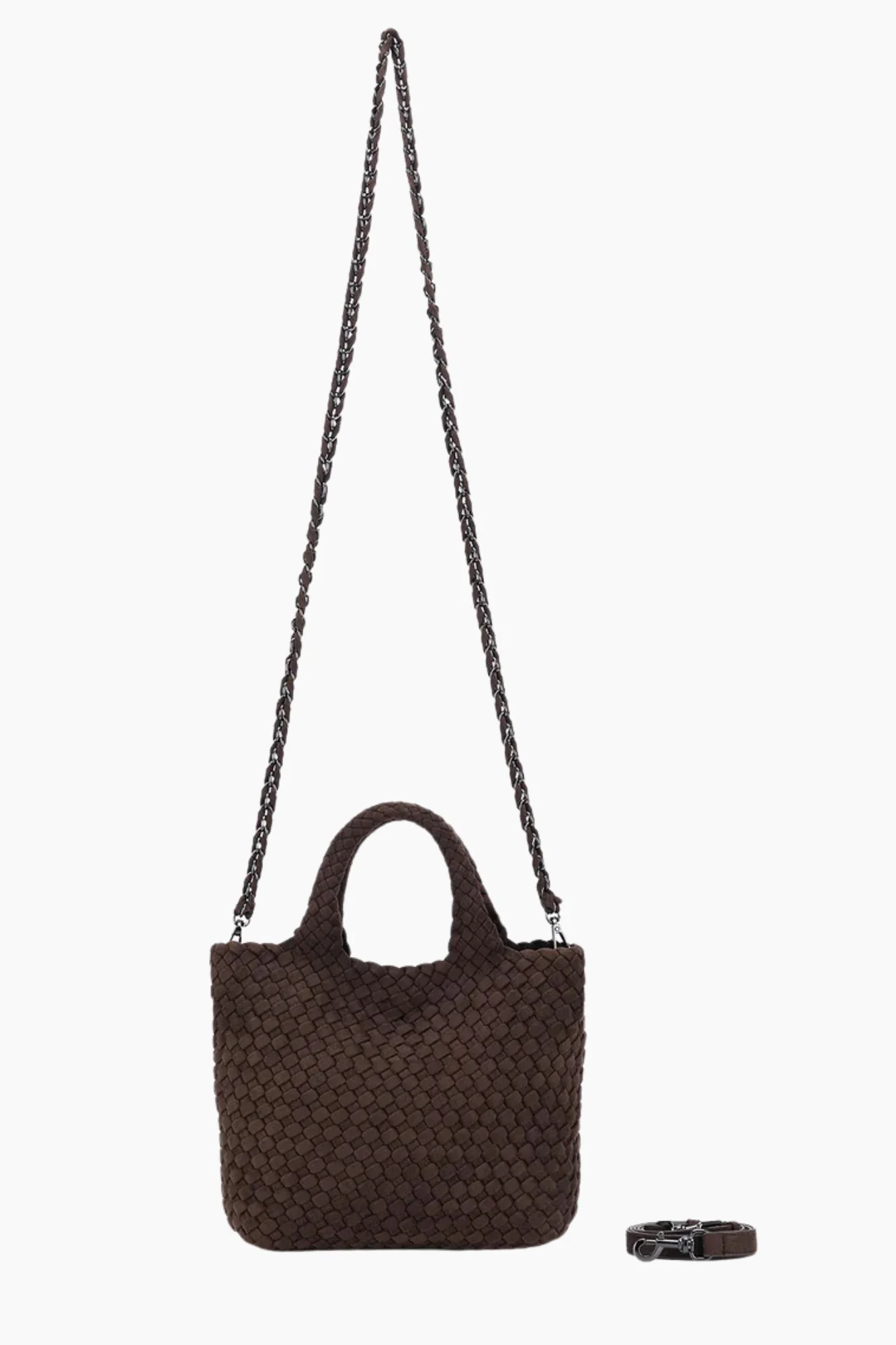 Cherie Chocolate Suede 2 Piece Woven Mini Bag - Image 5