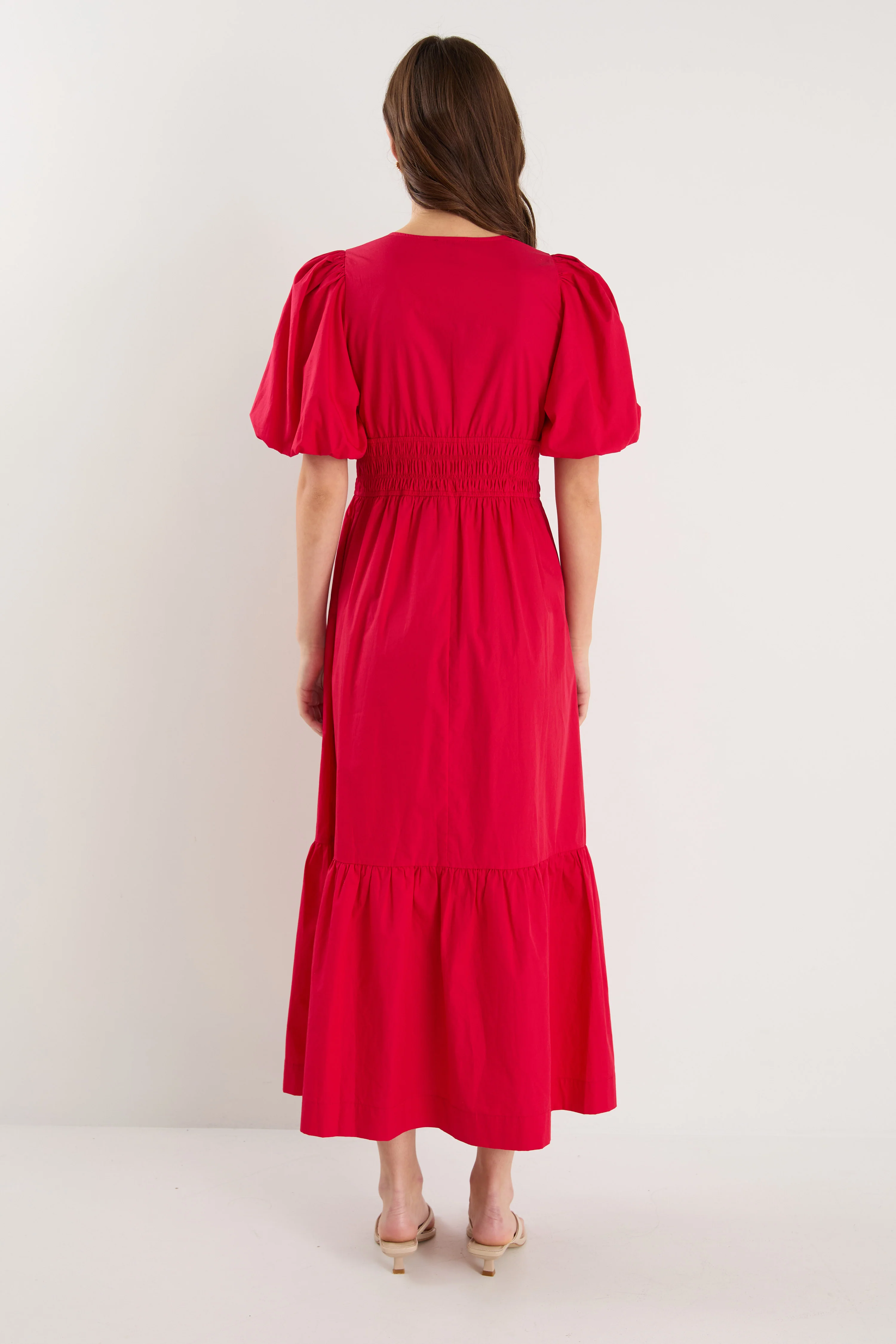 Circa Cherry SS Deep V Midi Dress - Image 5