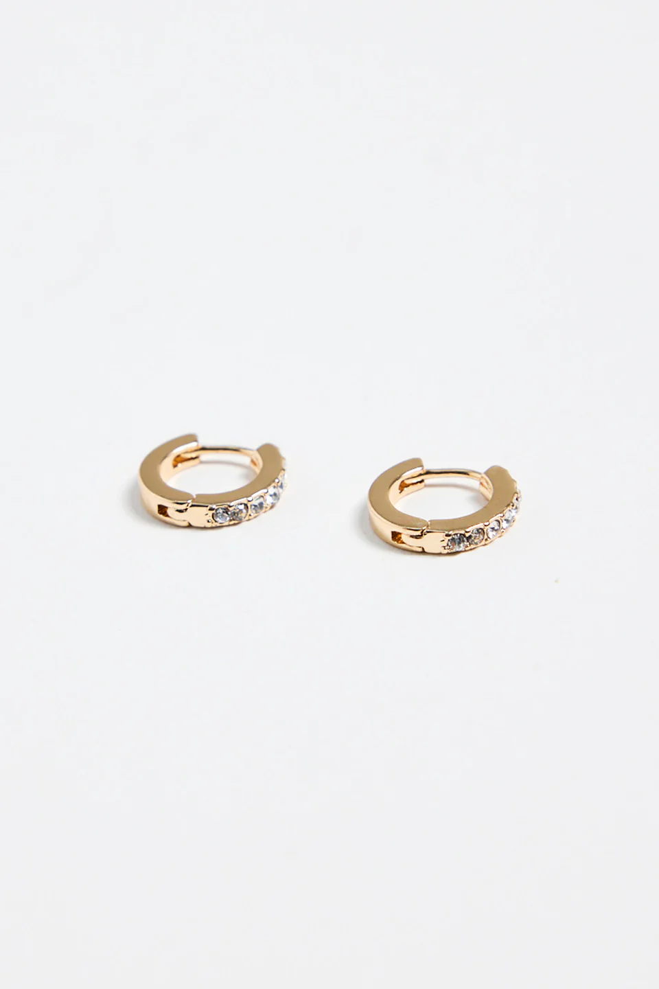 Classic Diamante Gold Huggie Earrings