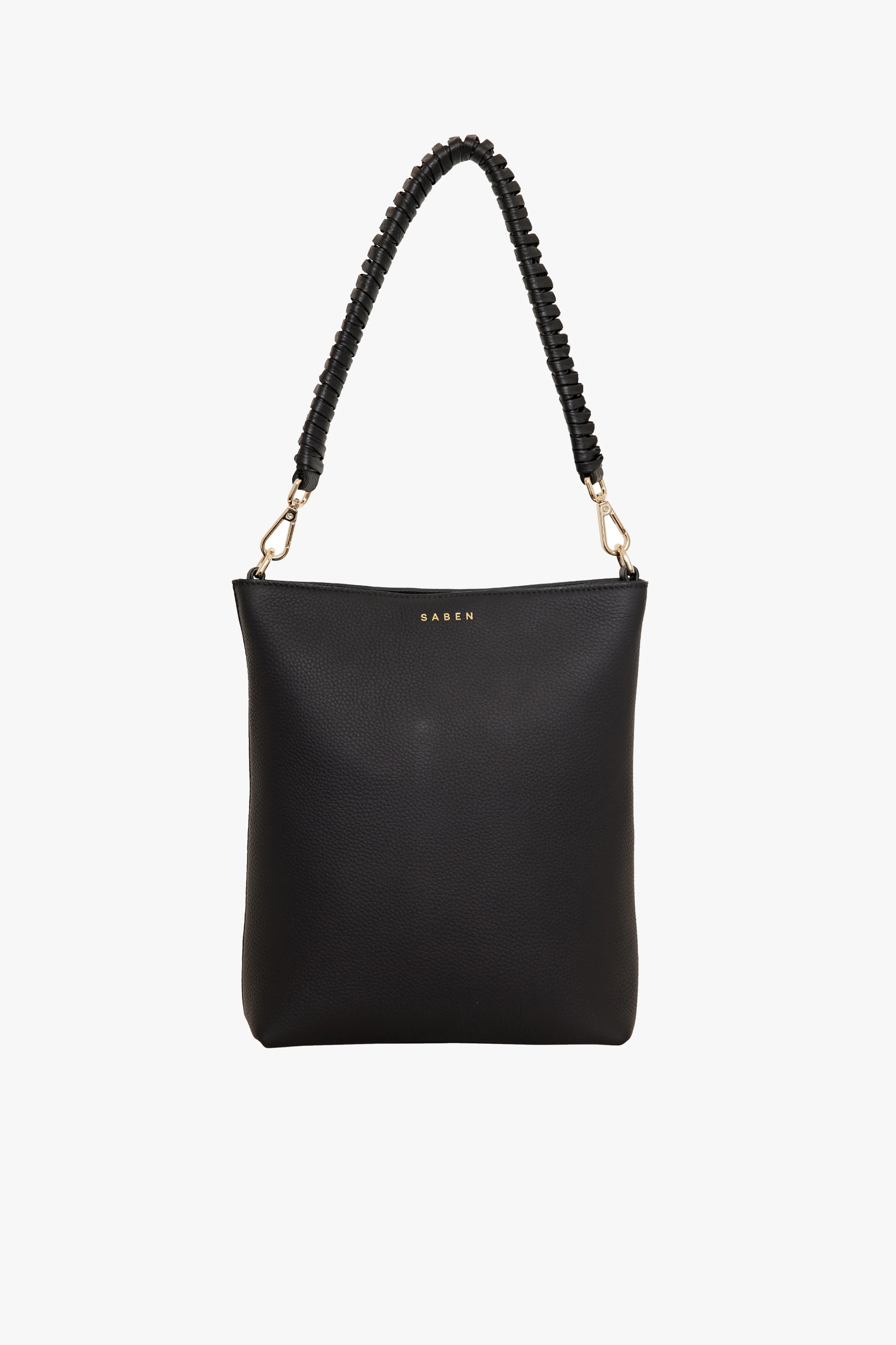 Claudette Black Knotted Handle Leather Shoulder Bag - Image 3