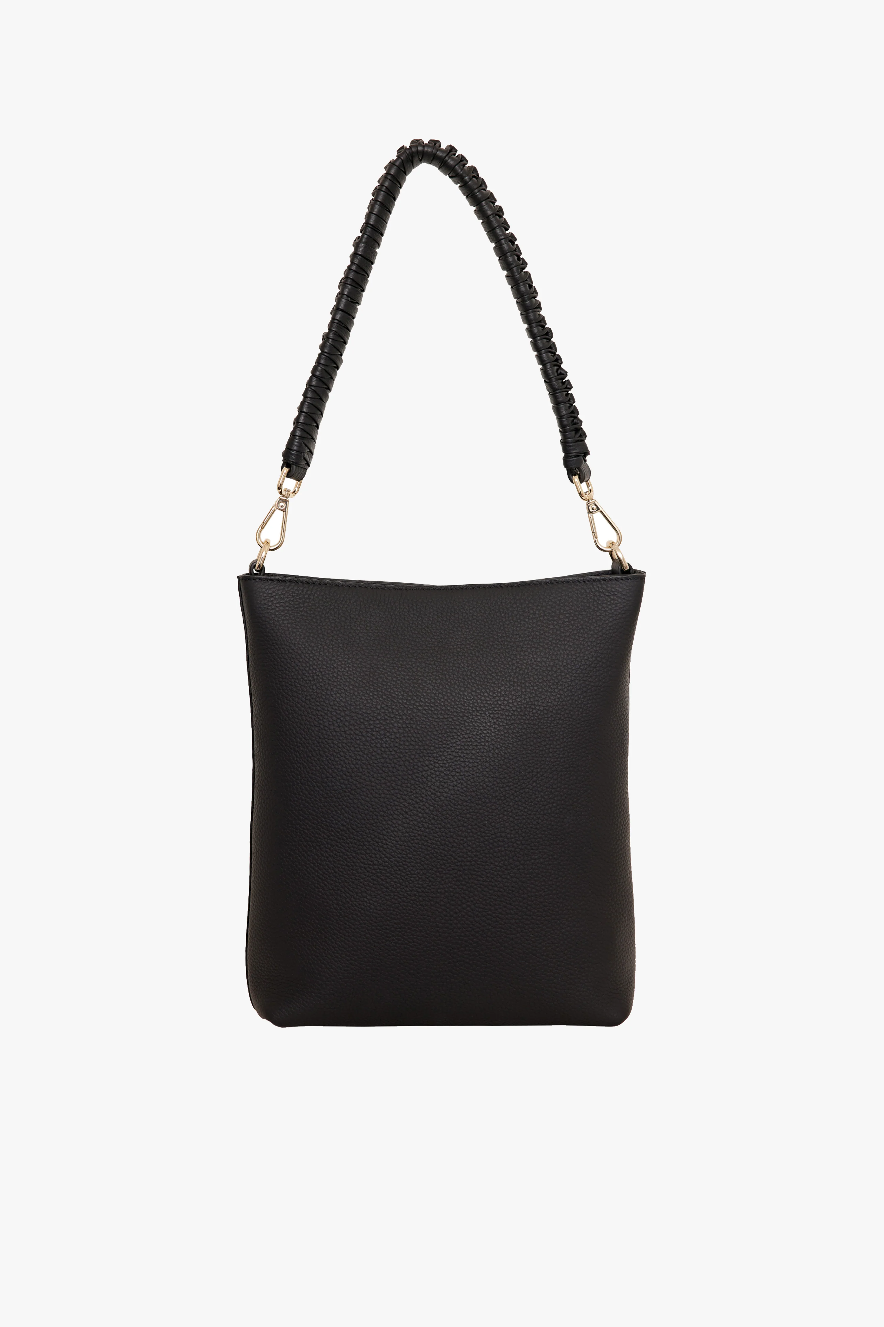 Claudette Black Knotted Handle Leather Shoulder Bag - Image 4