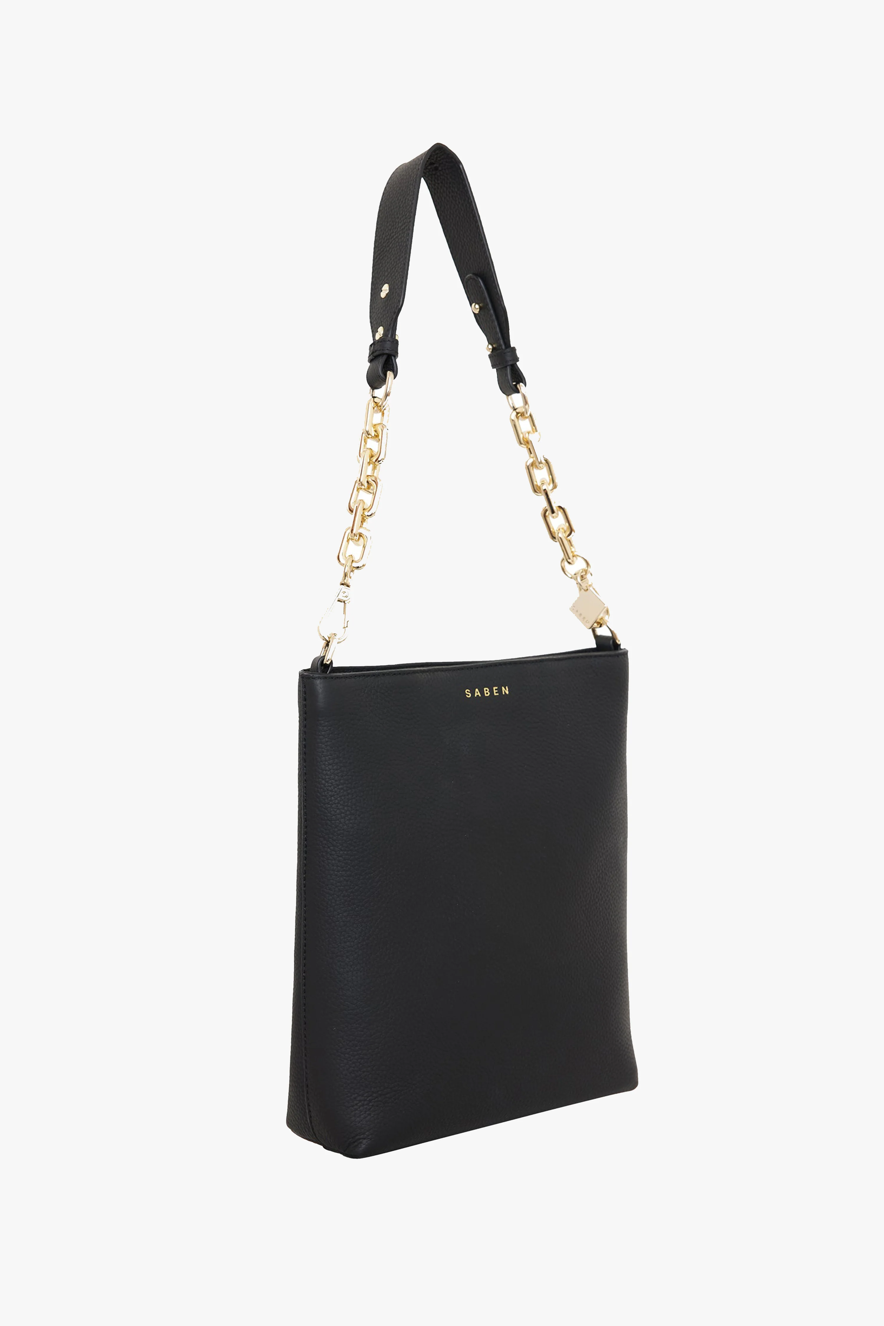 Claudette Crossbody Black + Gold Chunky Chain Handle - Image 2