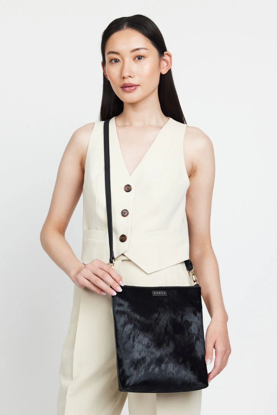 Claudette Crossbody Black Haircalf Crossbody Bag - Image 2