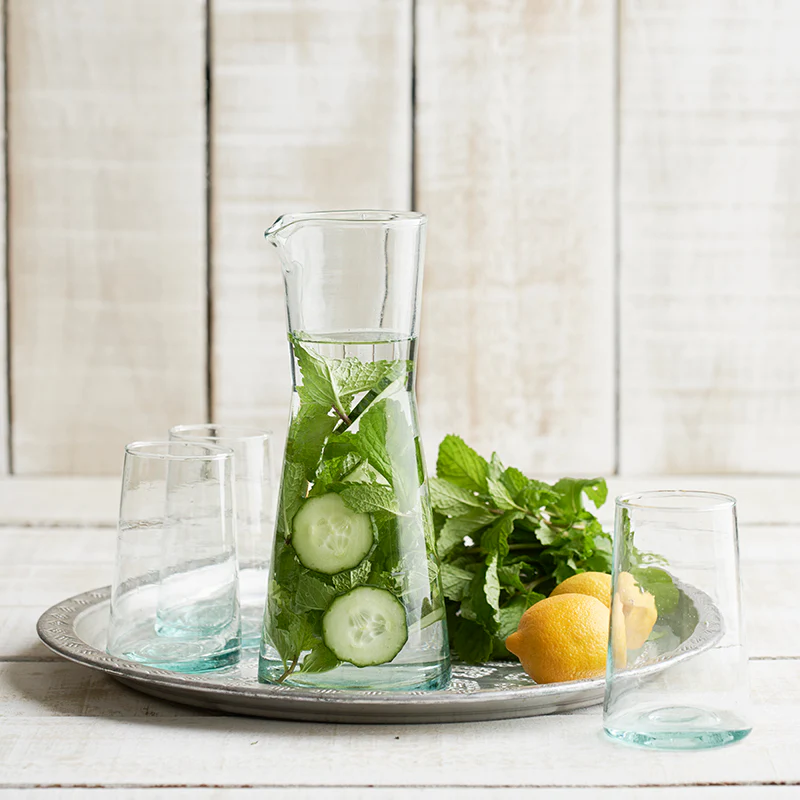 Clear Blue Flared Tall Carafe 25cm - Image 2