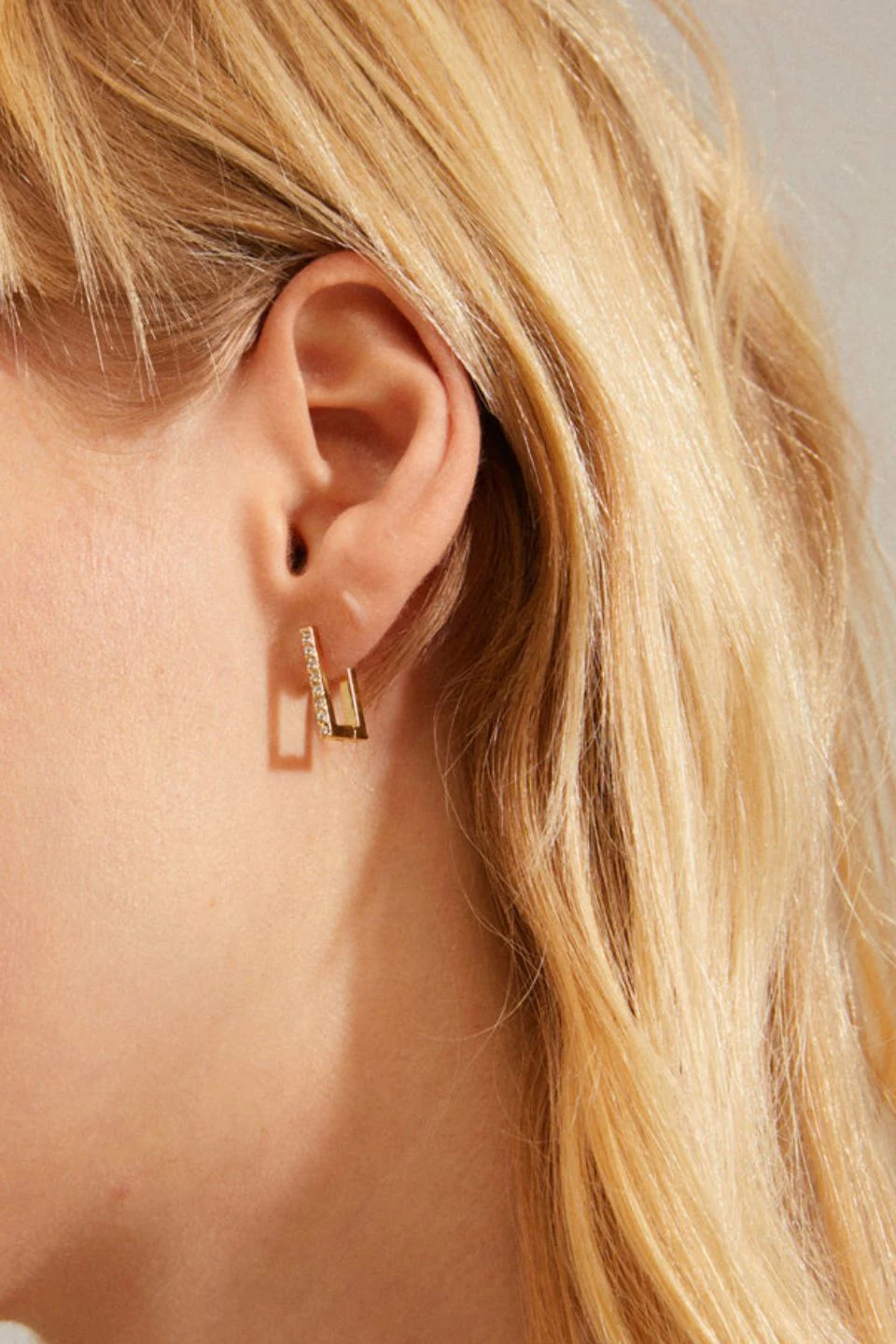Coby Recycled Crystal Square Hoop Gold-Plated Earrings - Image 2