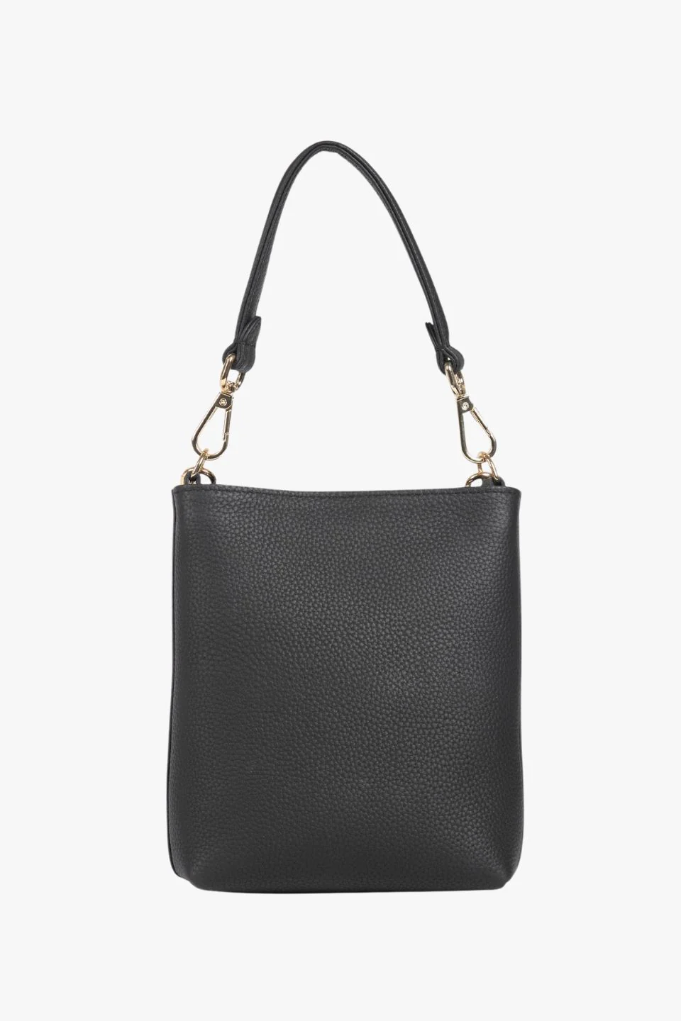Coco Black Leather Bucket Bag with Gold Chain Detailing - Image 7