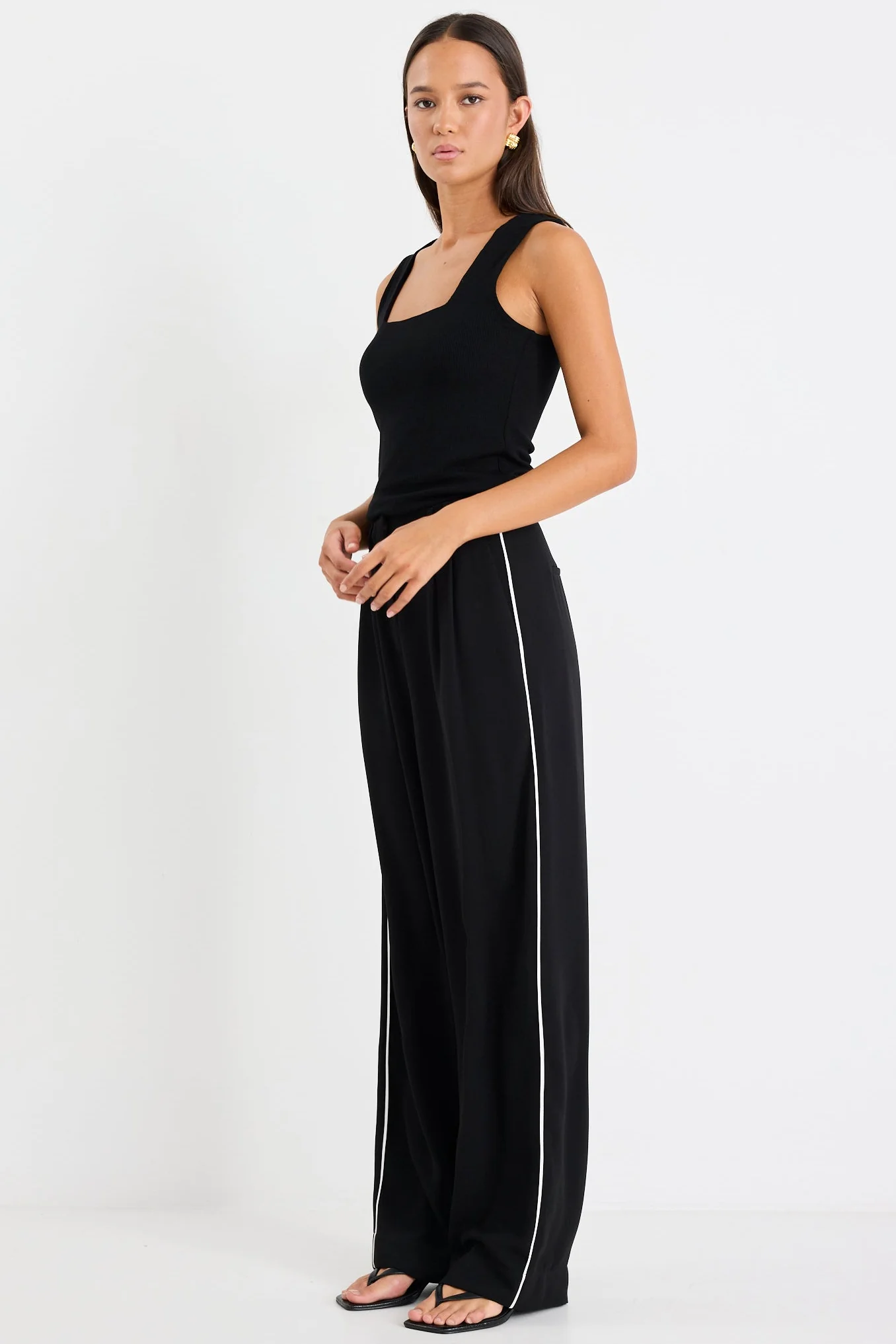 Collective Black Piped Trim Pants - Image 3