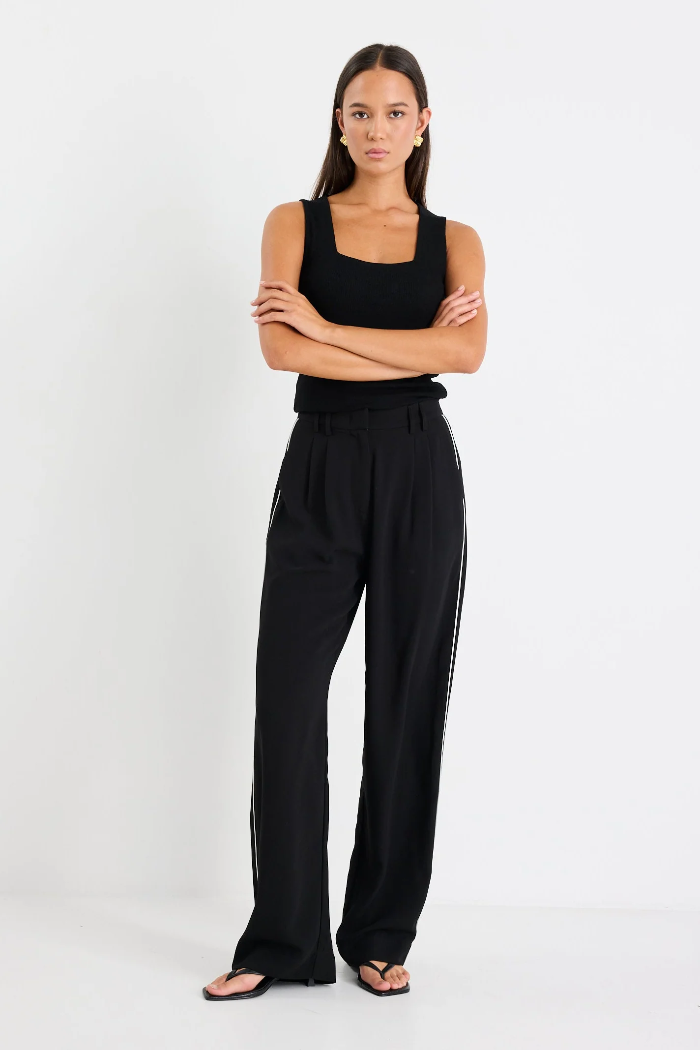 Collective Black Piped Trim Pants - Image 4