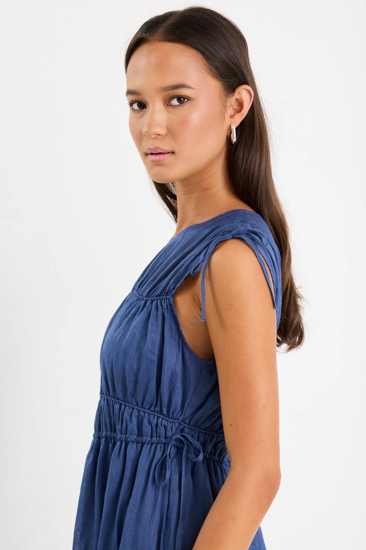Compass Navy Ramie Relaxed Sleeveless Maxi Dress - Image 5