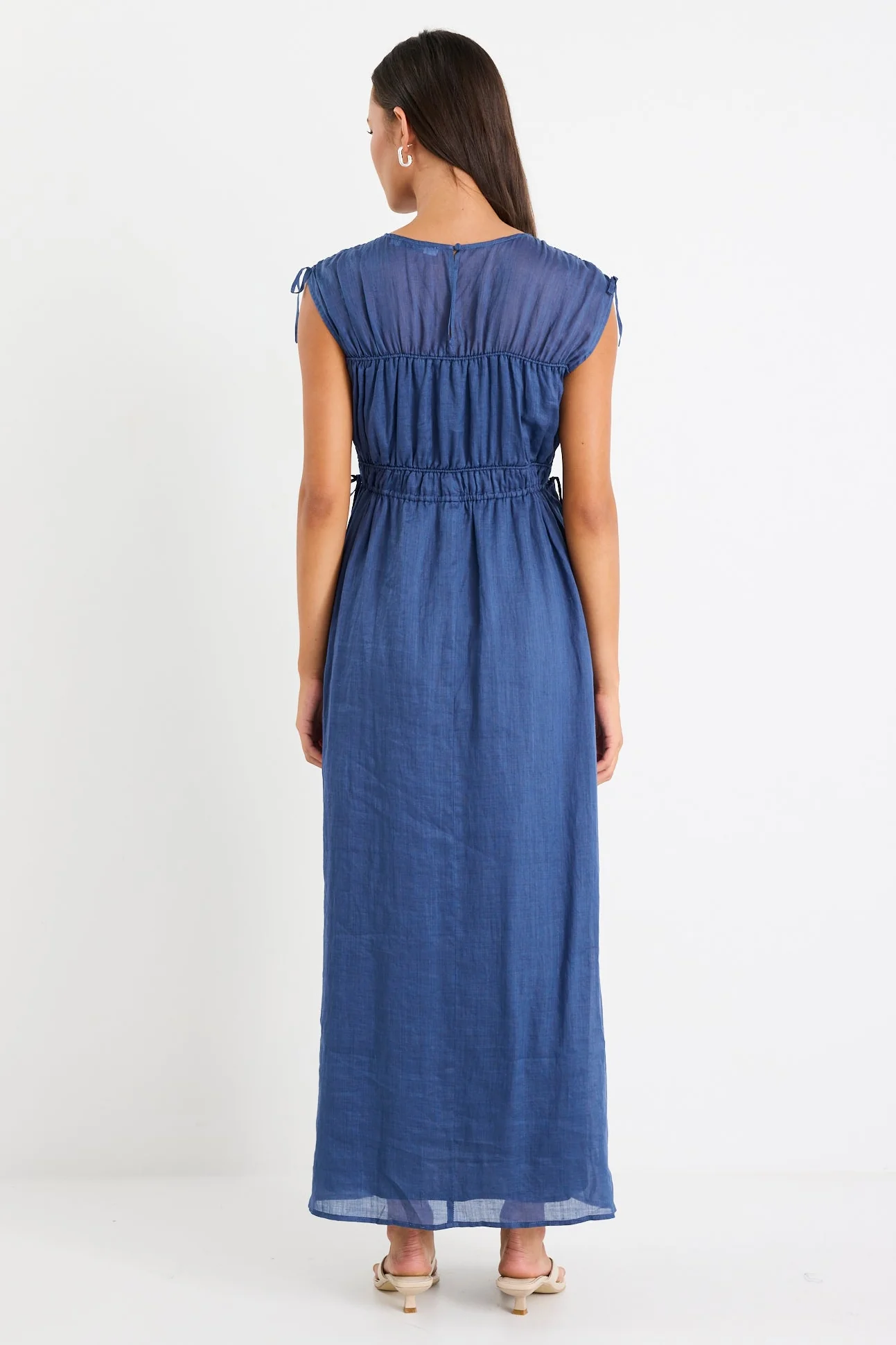 Compass Navy Ramie Relaxed Sleeveless Maxi Dress - Image 6