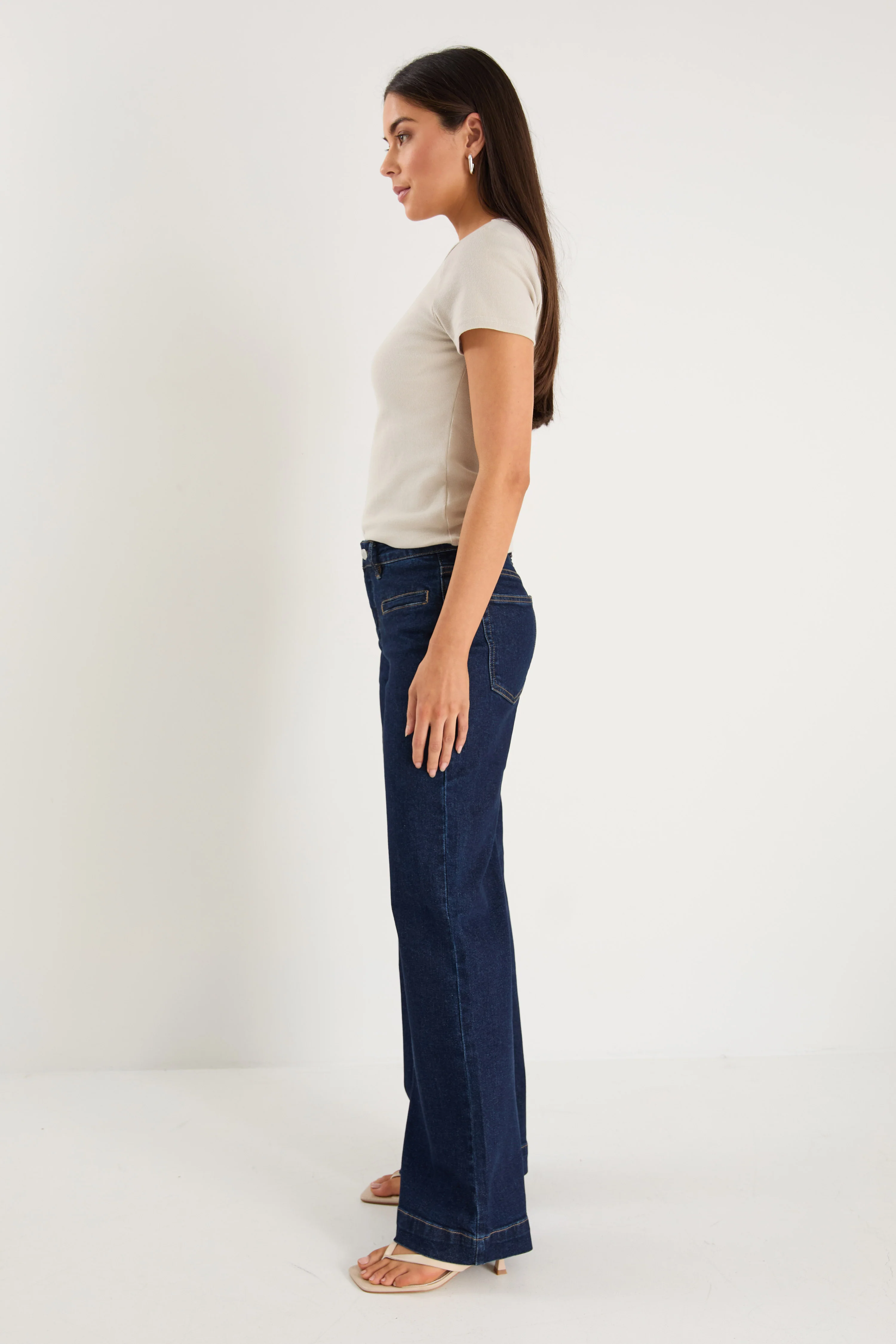 Concert Indigo Mid Rise Wide Leg Welt Pocket Jean - Image 5