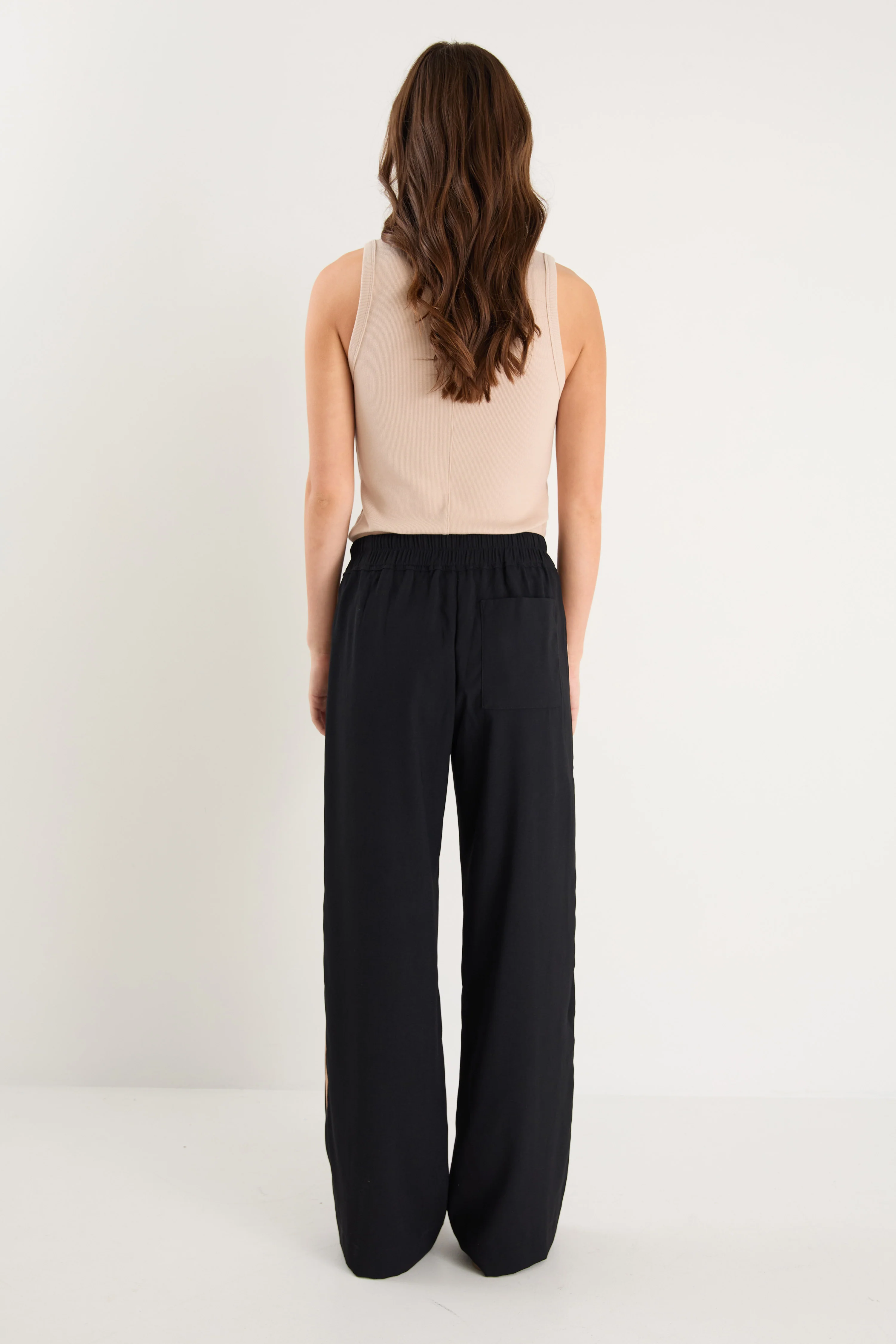 Confidant Black Side Stripe Crepe Wide Pants - Image 3