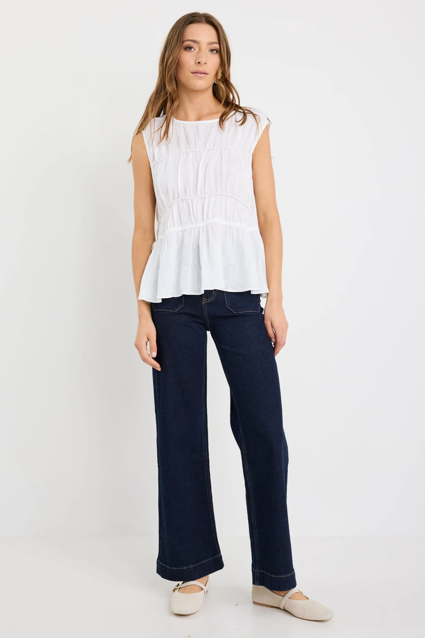 Context Ivory Linen Relaxed Sleeveless Top - Image 5