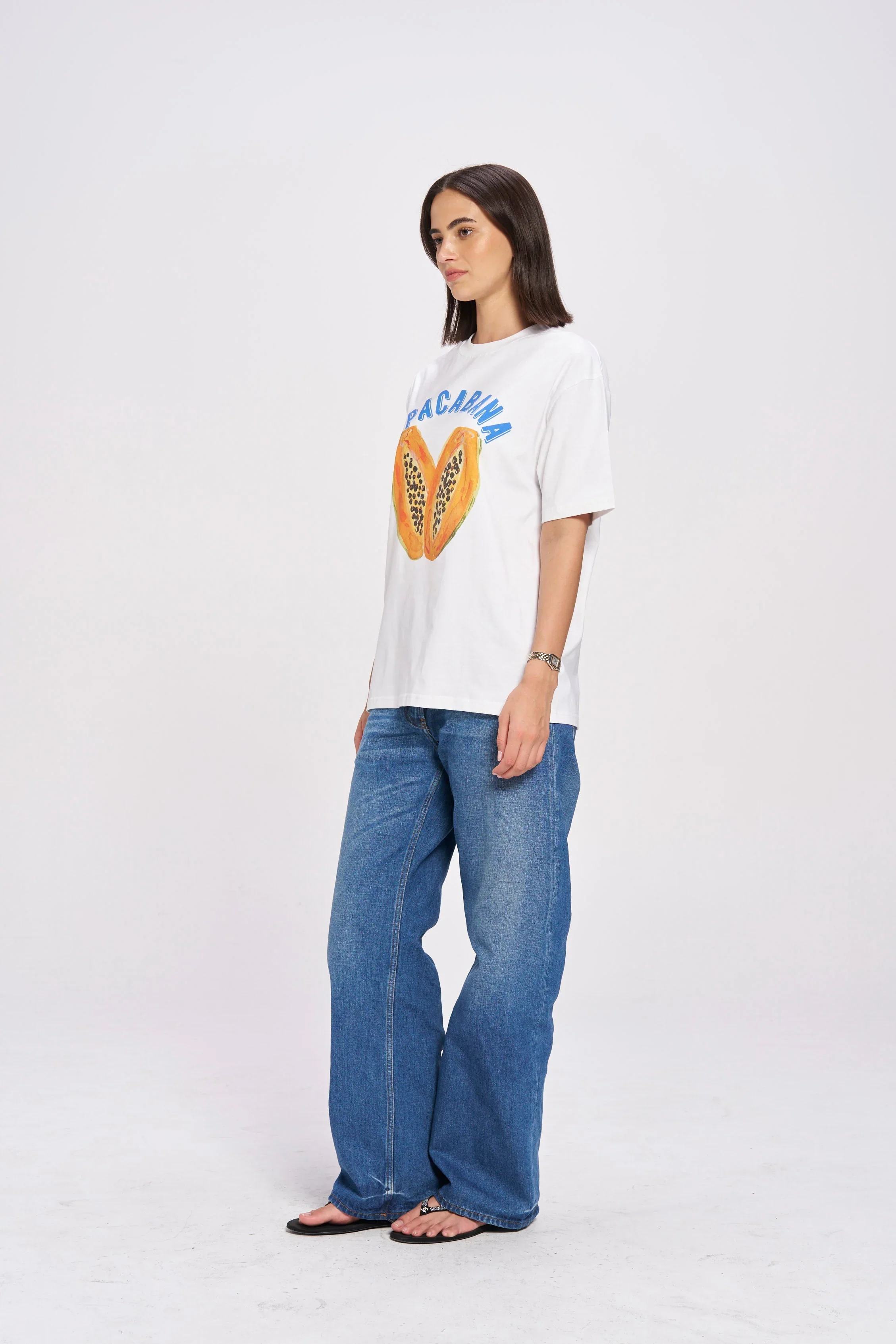 Copacabana White Fruit Print Oversized Tee - Image 3