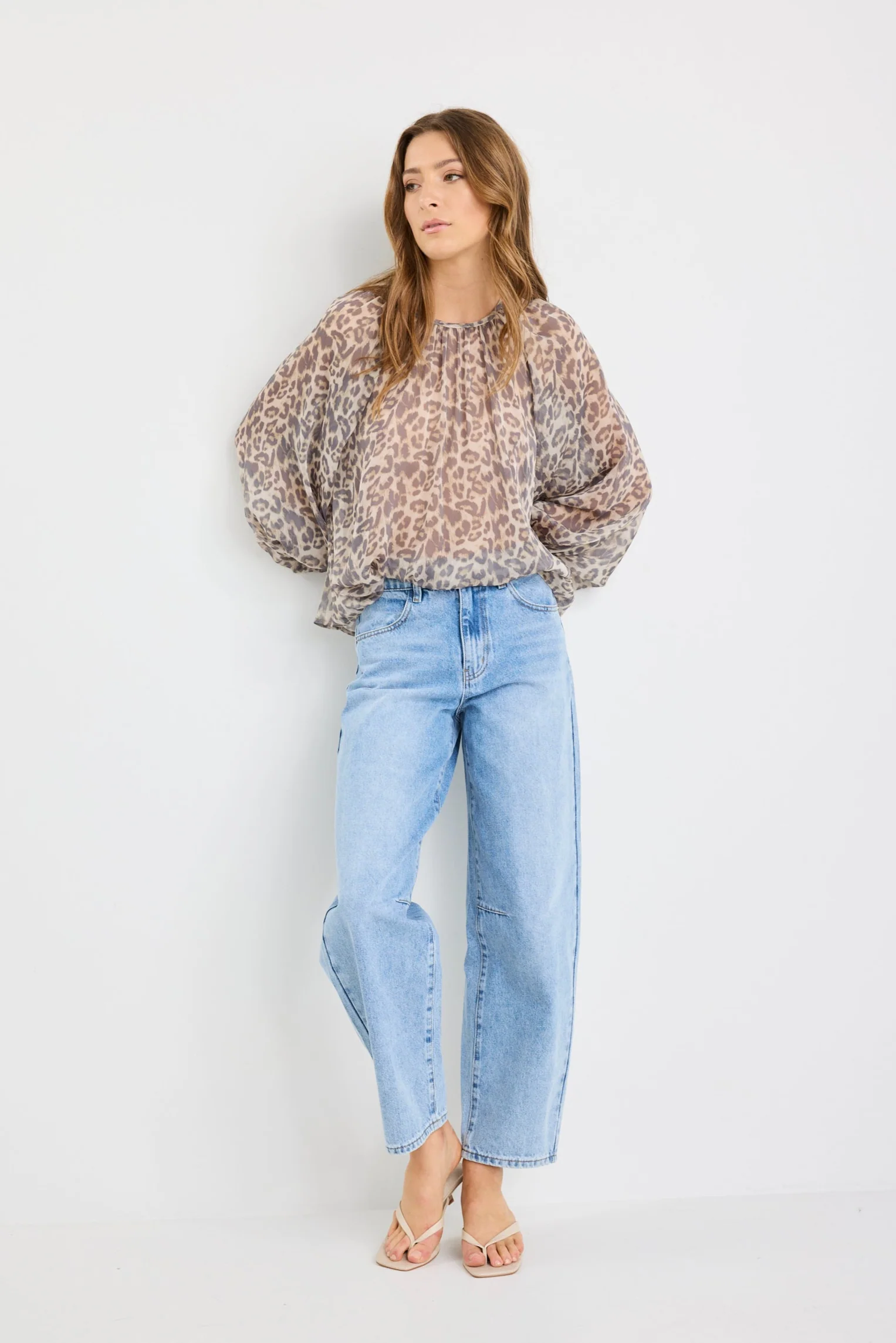 Cosmopolitan Leopard Print Crew Neck Floaty LS Top - Image 2