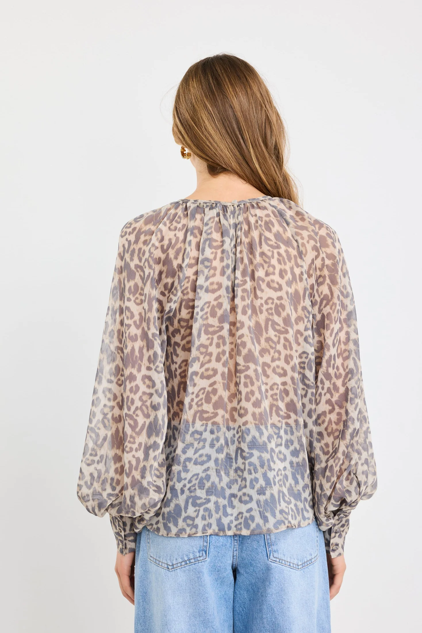 Cosmopolitan Leopard Print Crew Neck Floaty LS Top - Image 5