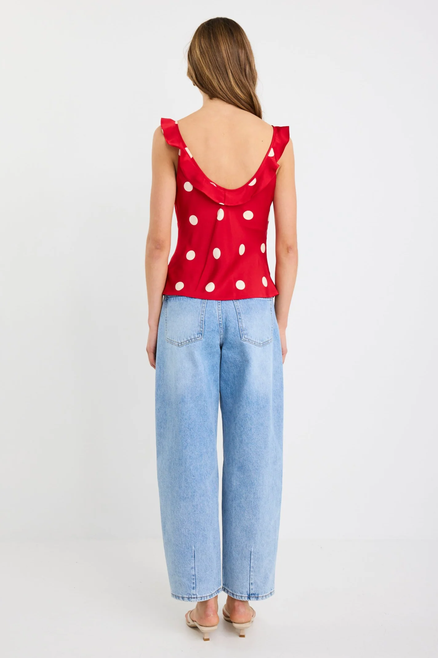 Crave Cherry Polka Dot Ruffle Neck Cami Top - Image 5
