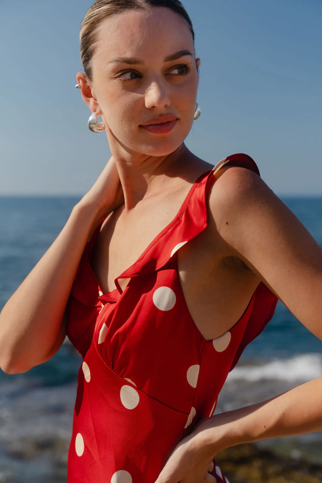Crave Cherry Polka Dot Ruffle Neck Cami Top - Image 6