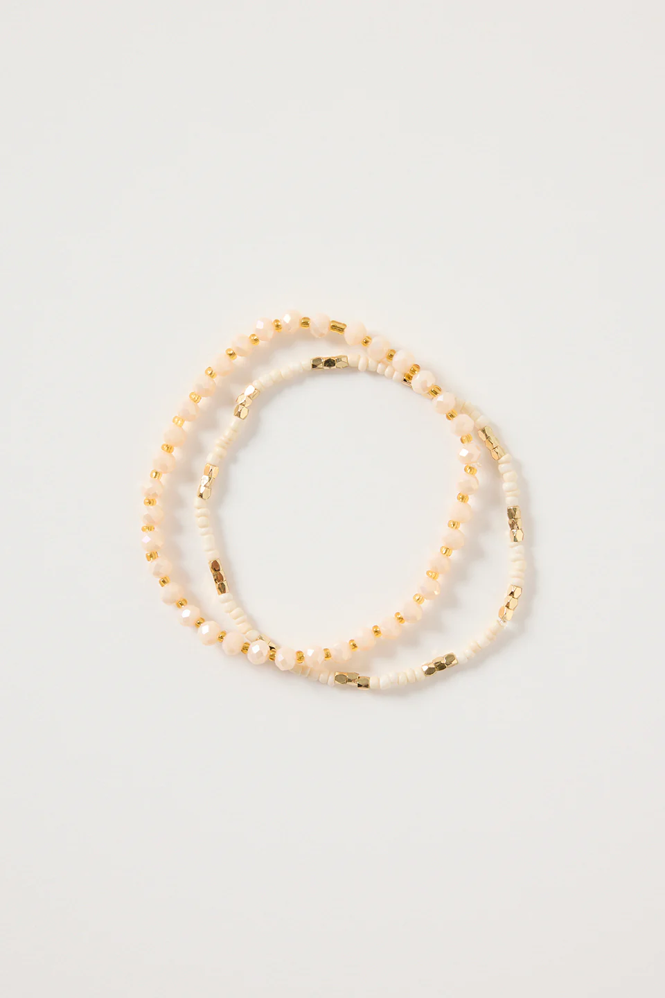 Cream + Gold Double Beaded Bracelet