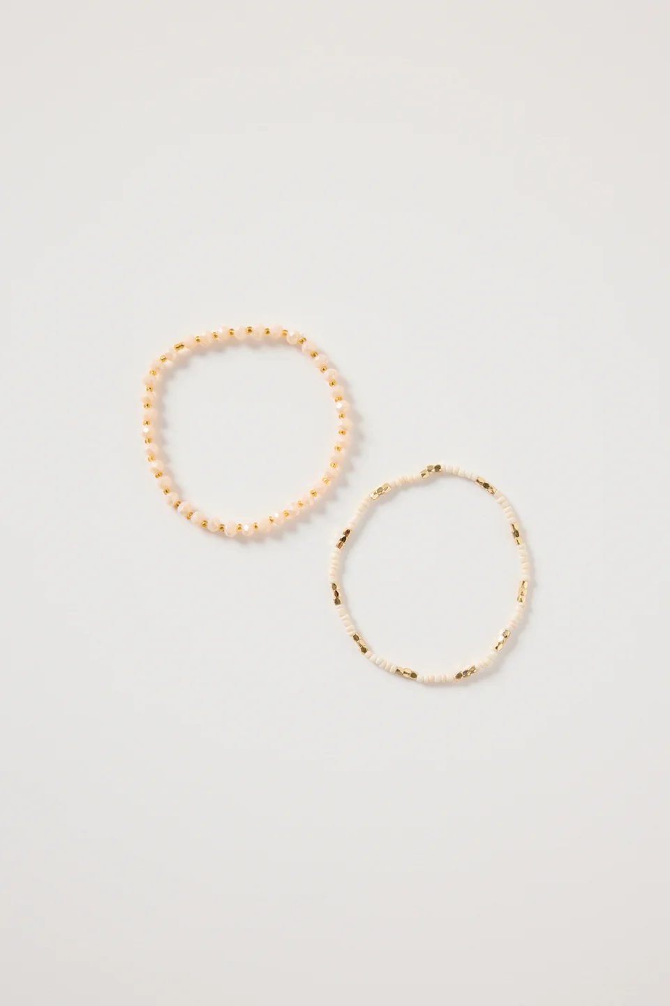 Cream + Gold Double Beaded Bracelet - Image 2