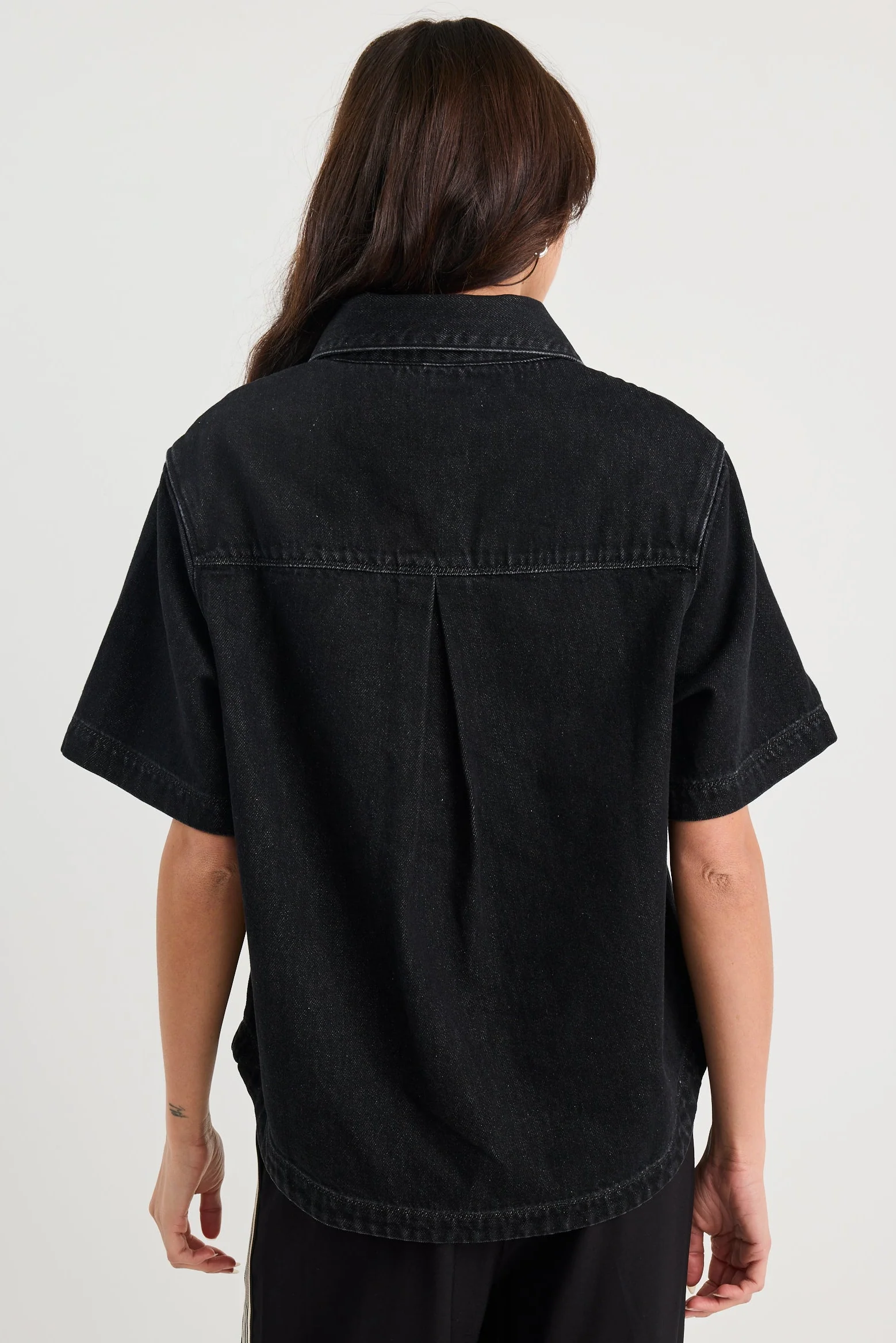 Crucial Black Denim Short Sleeve Shacket - Image 4