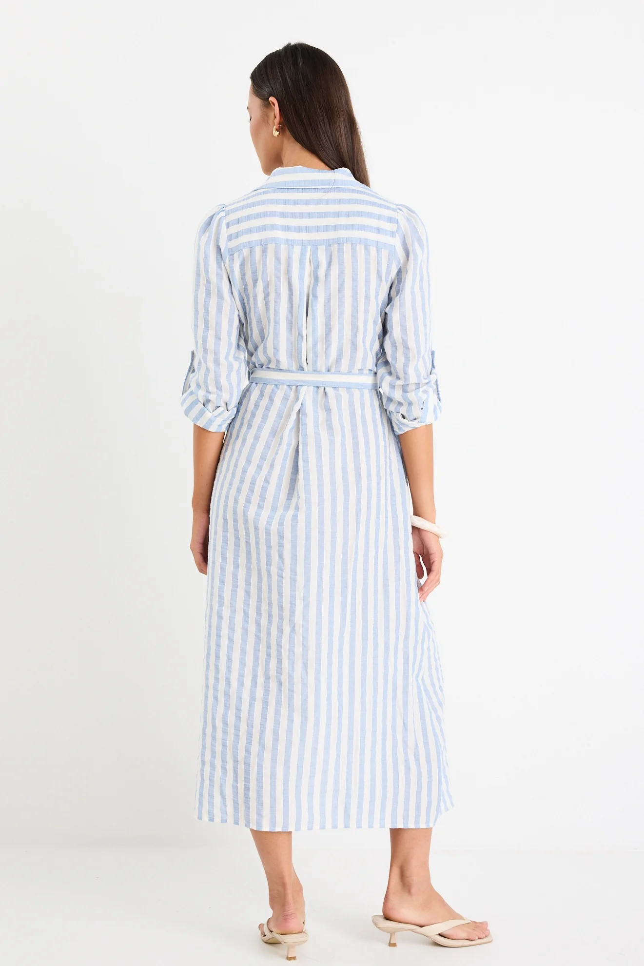 Cyprus Blue Stripe LS Shirt Midi Dress - Image 6