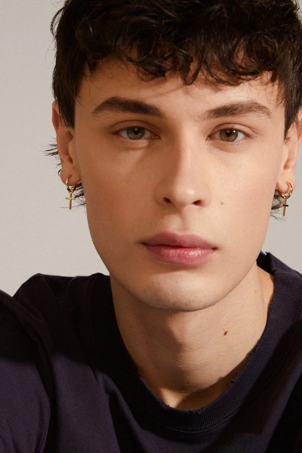 Daisy Recycled Cross Gold Hoop Earrings - Image 3