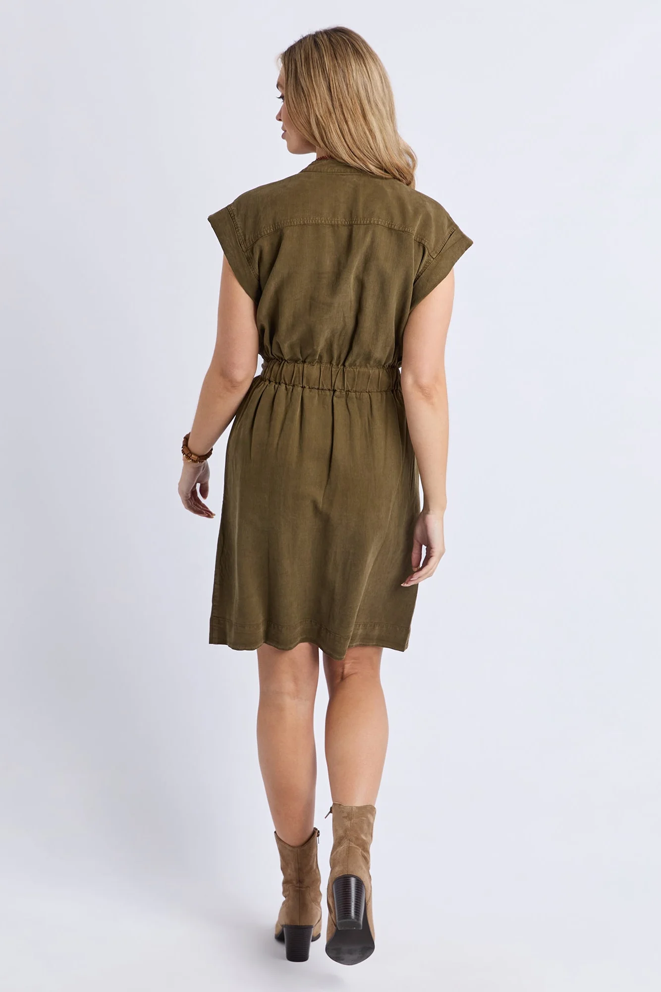 Dakota Dark Olive Military Belted SS Mini Dress - Image 4