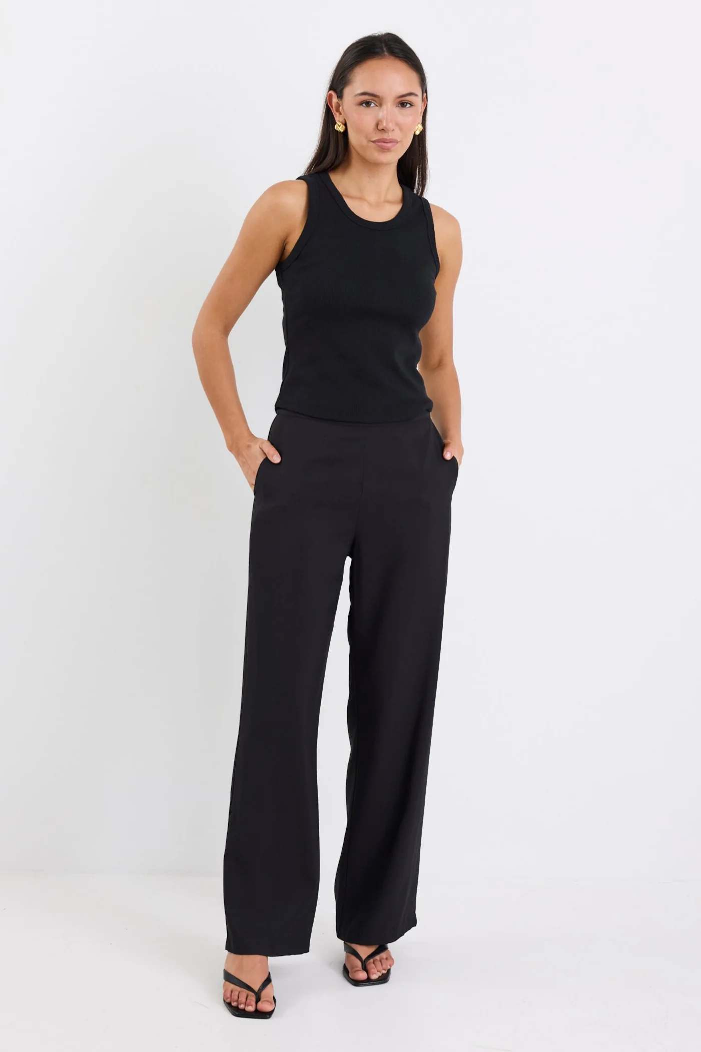 Dancer Black Wide Leg Zip Back Pants