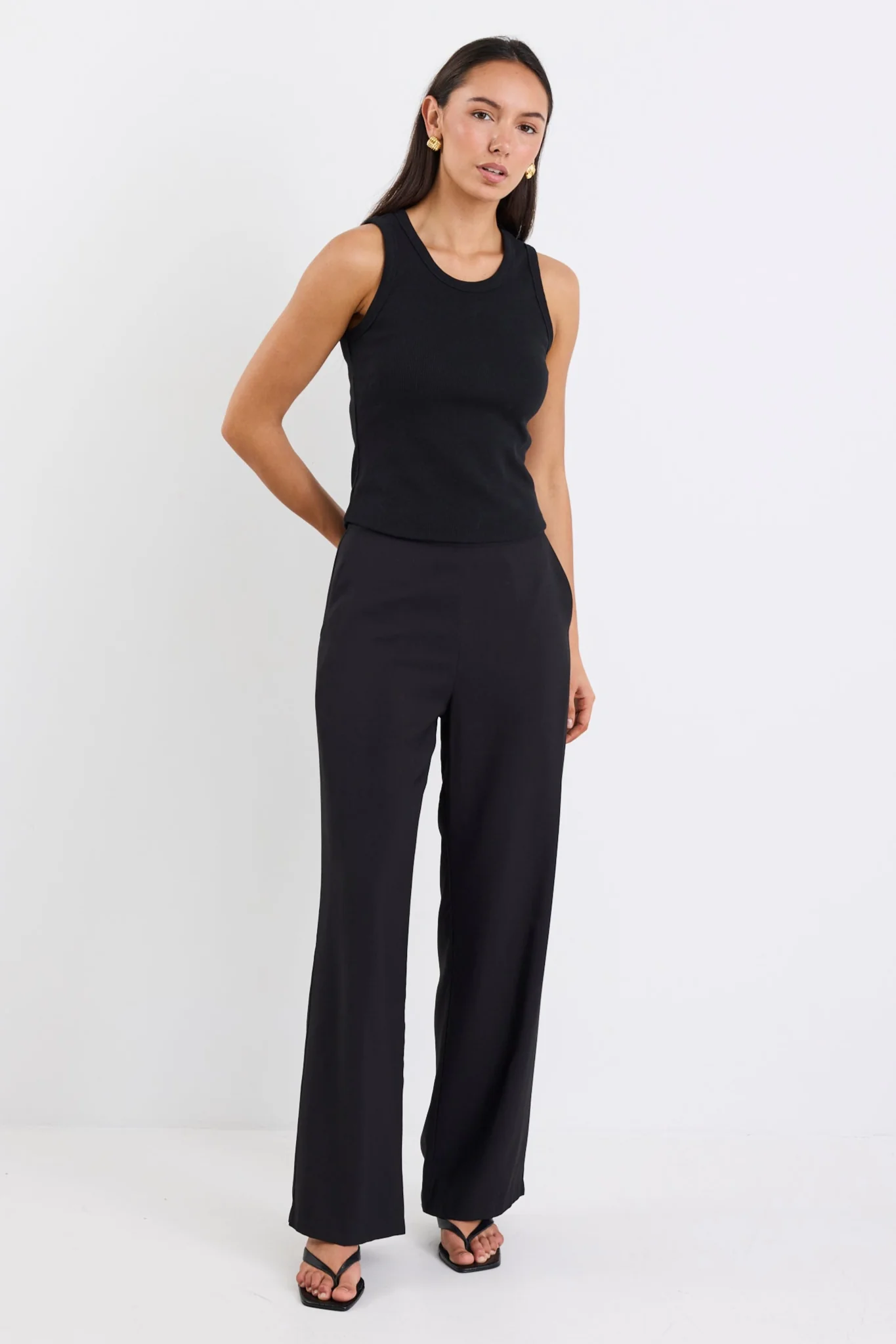 Dancer Black Wide Leg Zip Back Pants - Image 2