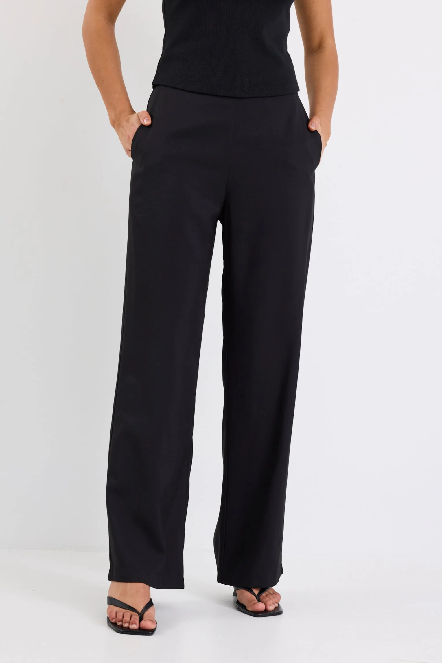 Dancer Black Wide Leg Zip Back Pants - Image 3
