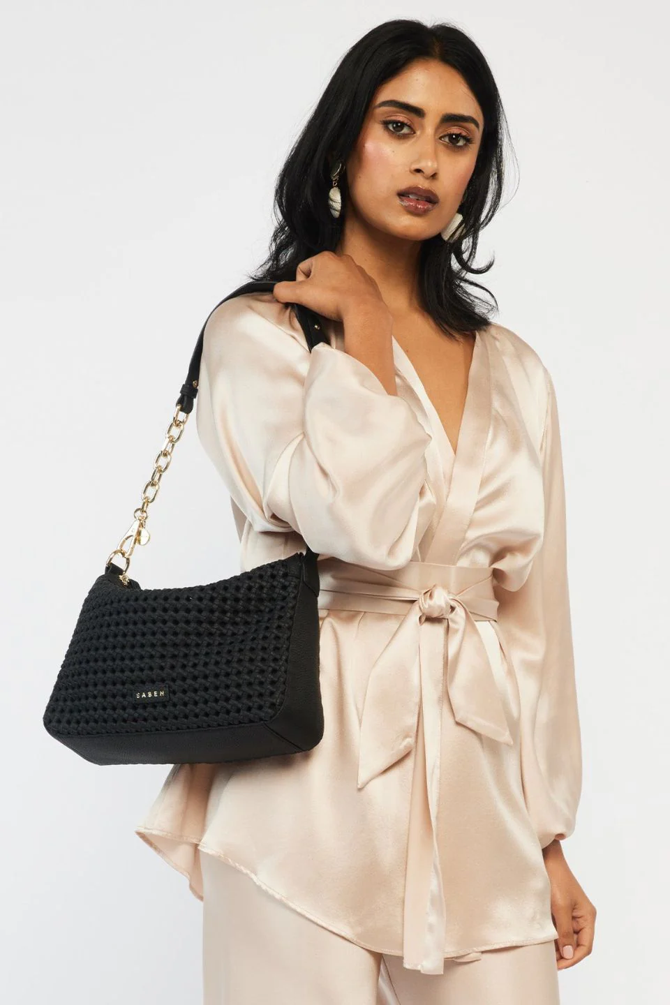 Dane Black Braid Chain Shoulder Bag - Image 2