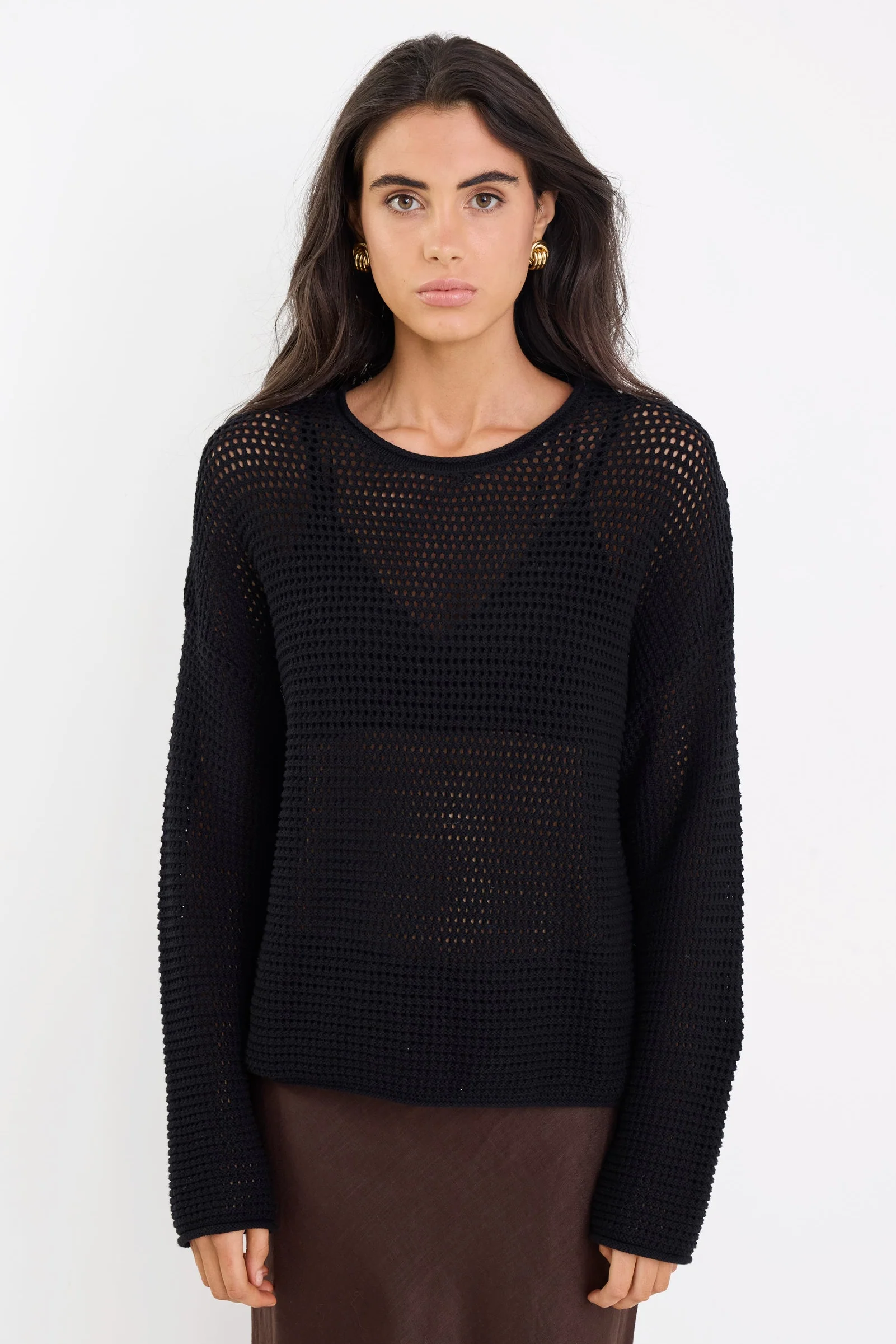 Dawn Black Crochet Knit Jumper - Image 3