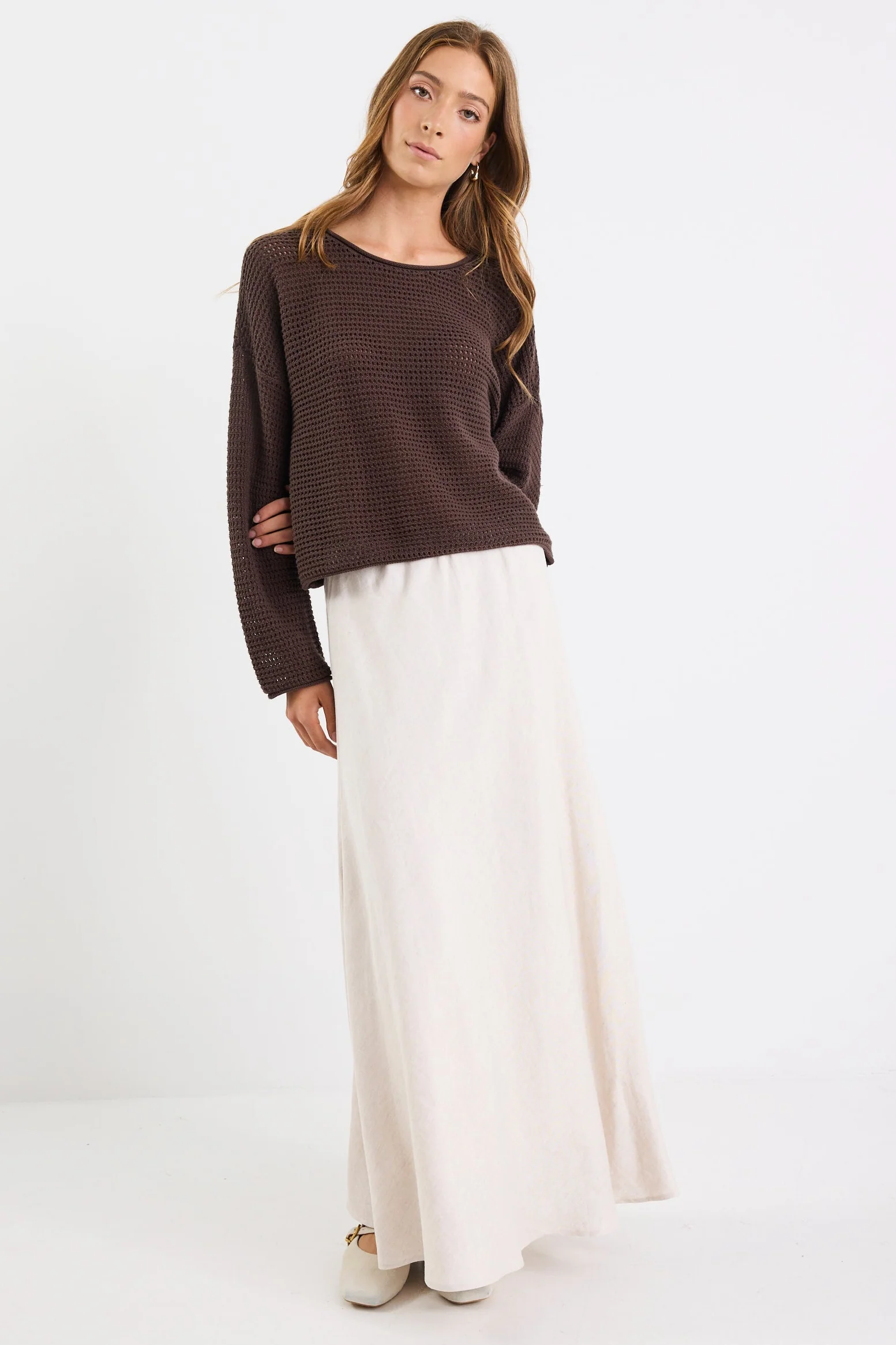 Dawn Chocolate Crochet Knit Jumper - Image 4