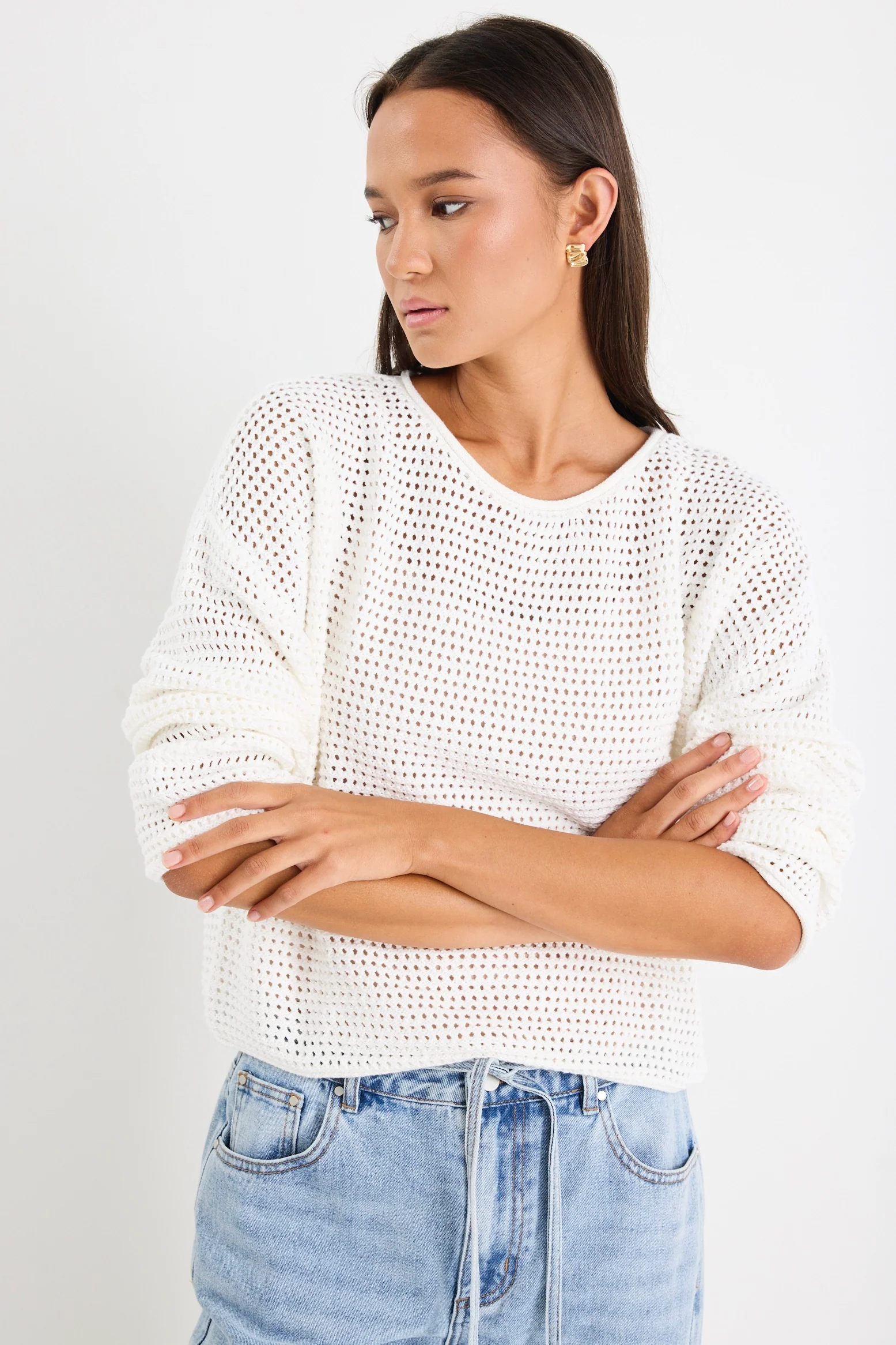 Dawn Ivory Crochet Knit Jumper - Image 4