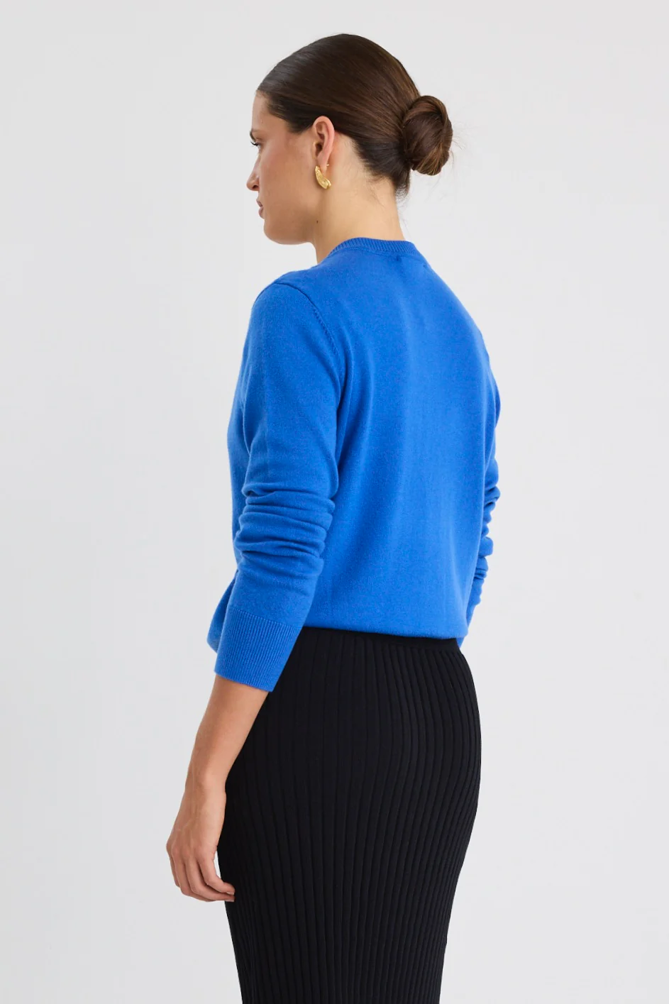 Dedication Cobalt Blue Cashmere Blend Crewneck Cardigan - Image 5