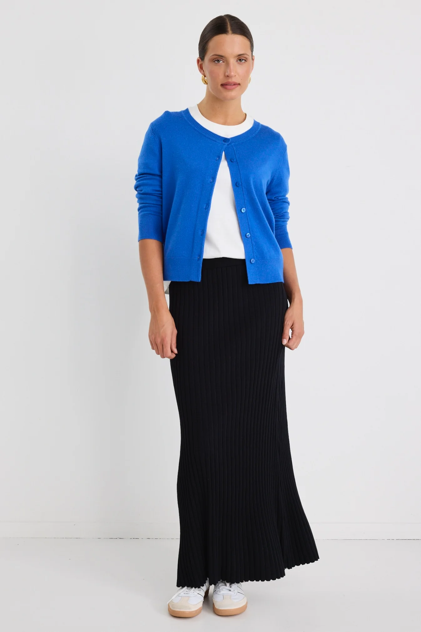 Dedication Cobalt Blue Cashmere Blend Crewneck Cardigan - Image 6