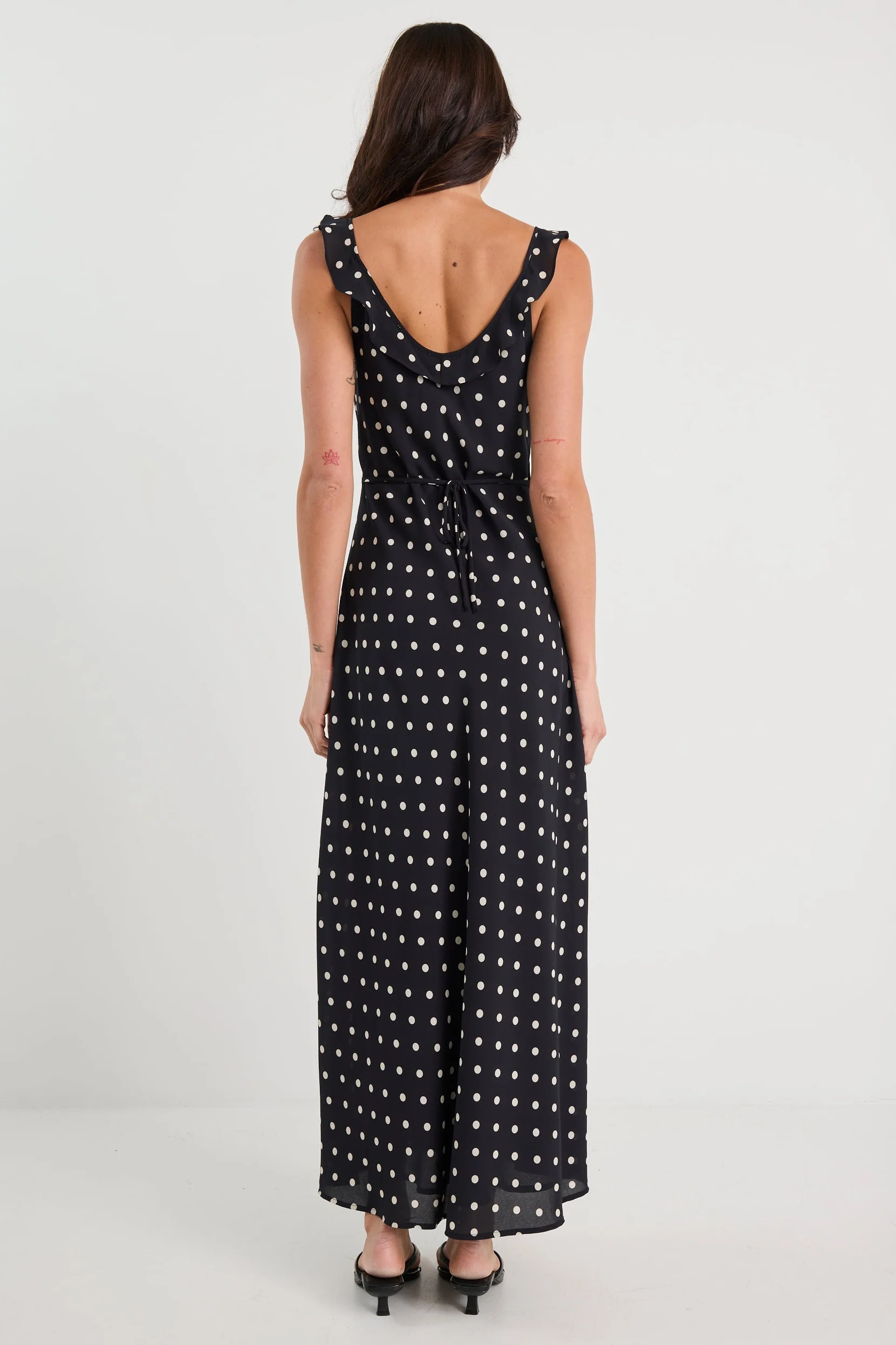 Delightful Black Polka Dot Bias Slip Maxi Dress - Image 7