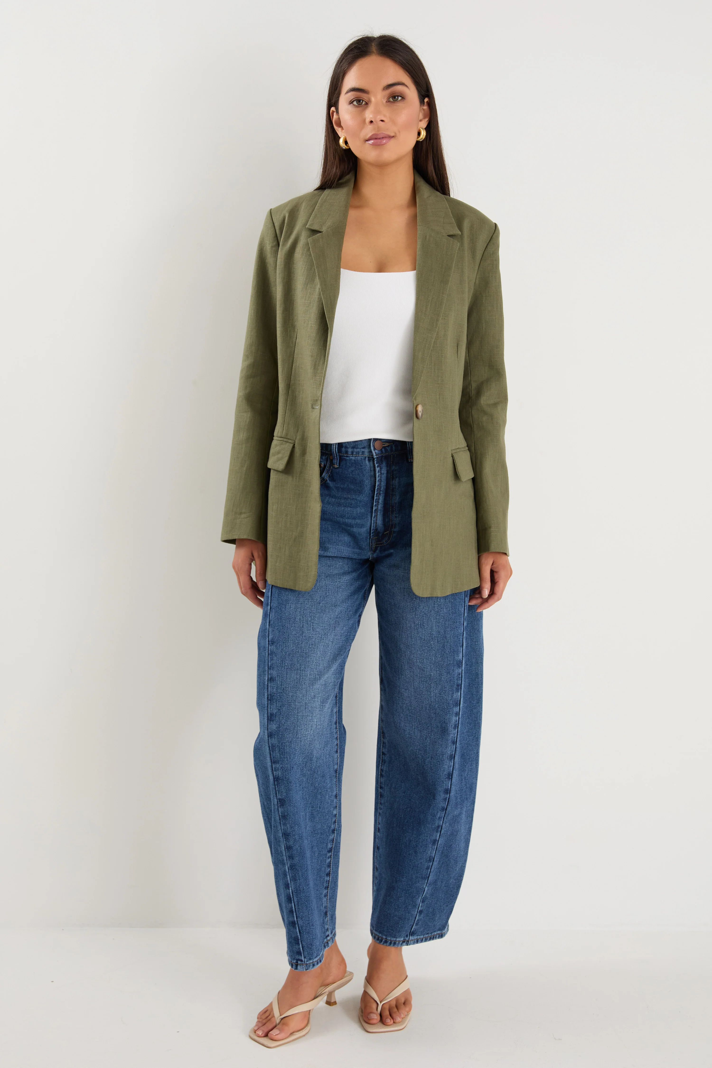 Dock Khaki Ramie Rolled Sleeve Blazer - Image 4