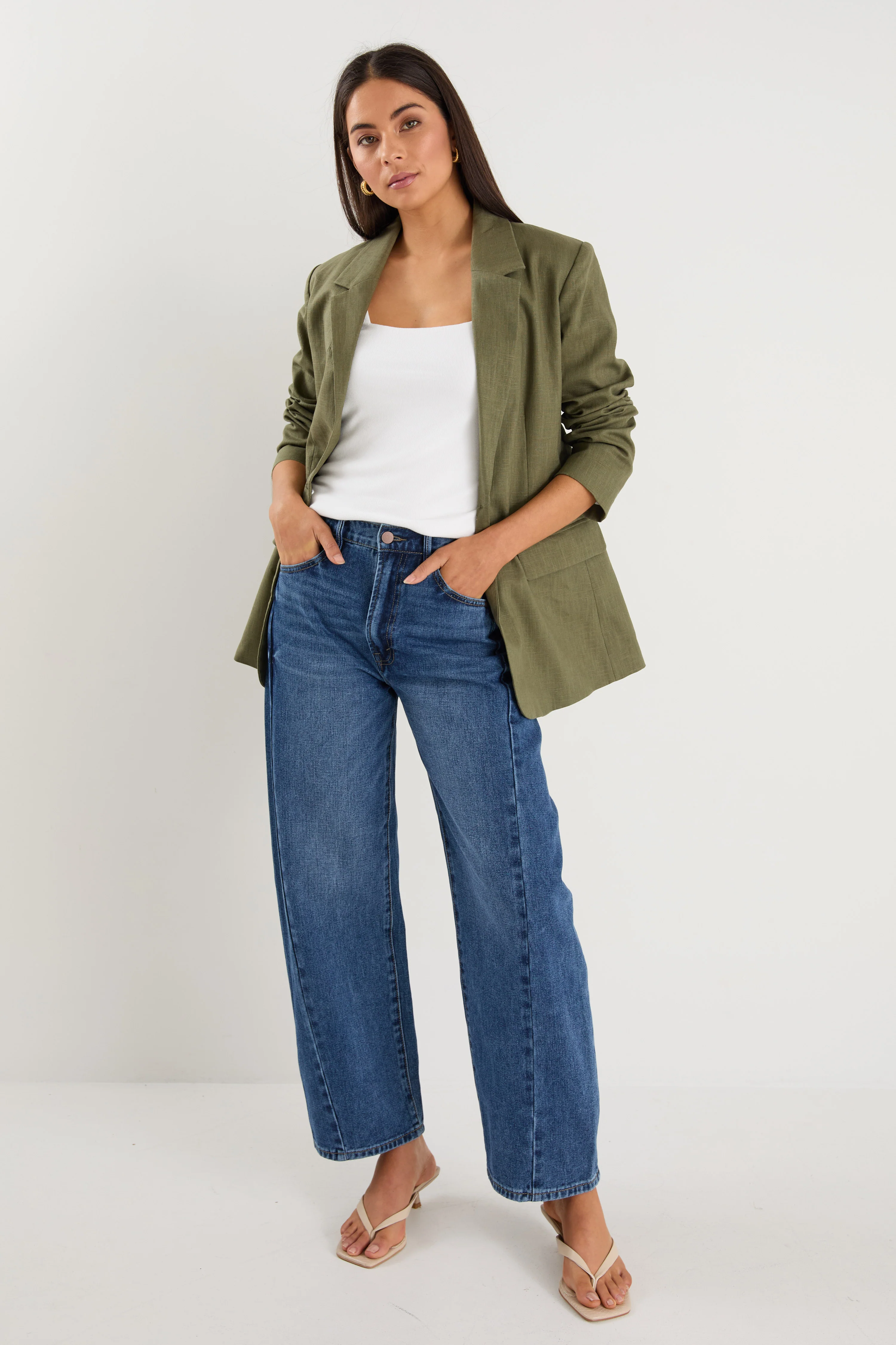 Dock Khaki Ramie Rolled Sleeve Blazer - Image 5