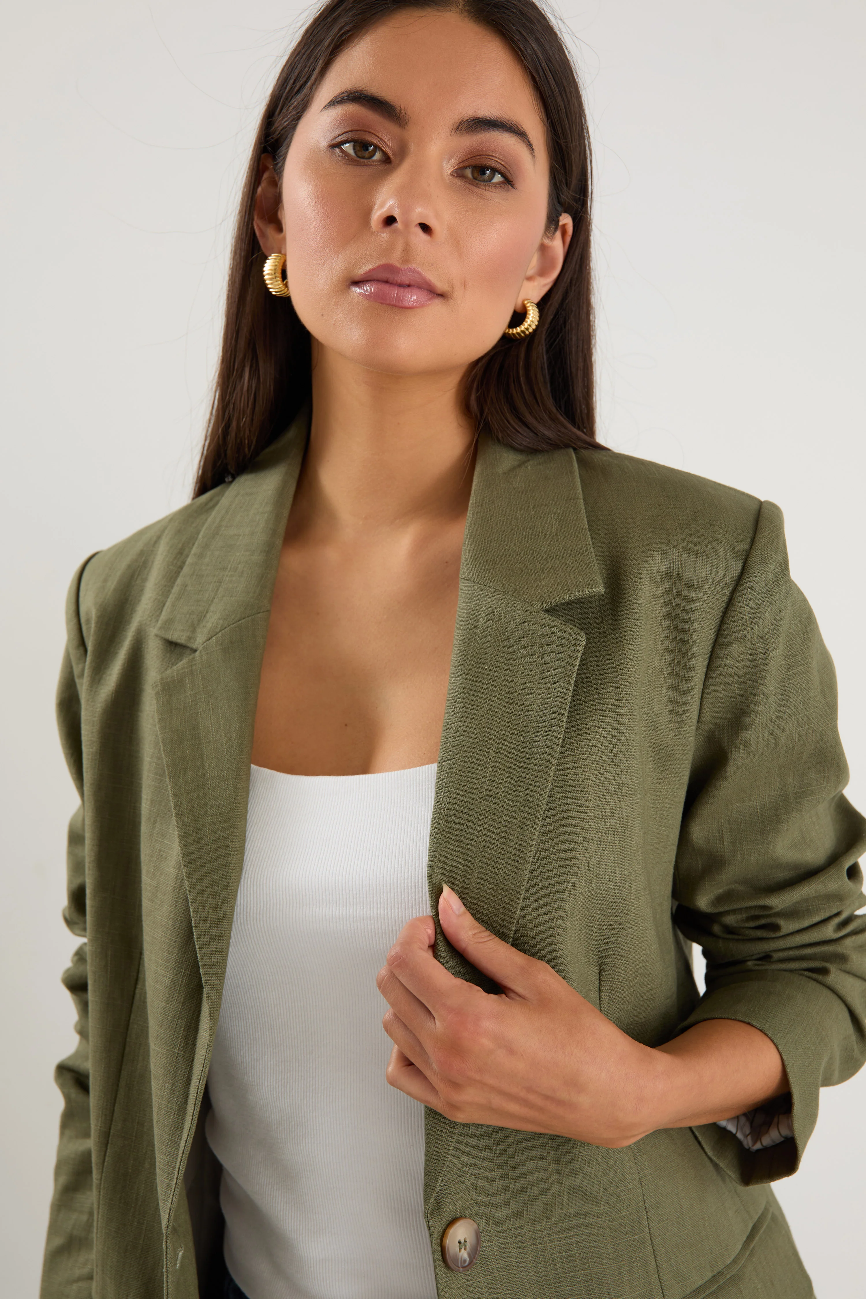 Dock Khaki Ramie Rolled Sleeve Blazer - Image 6