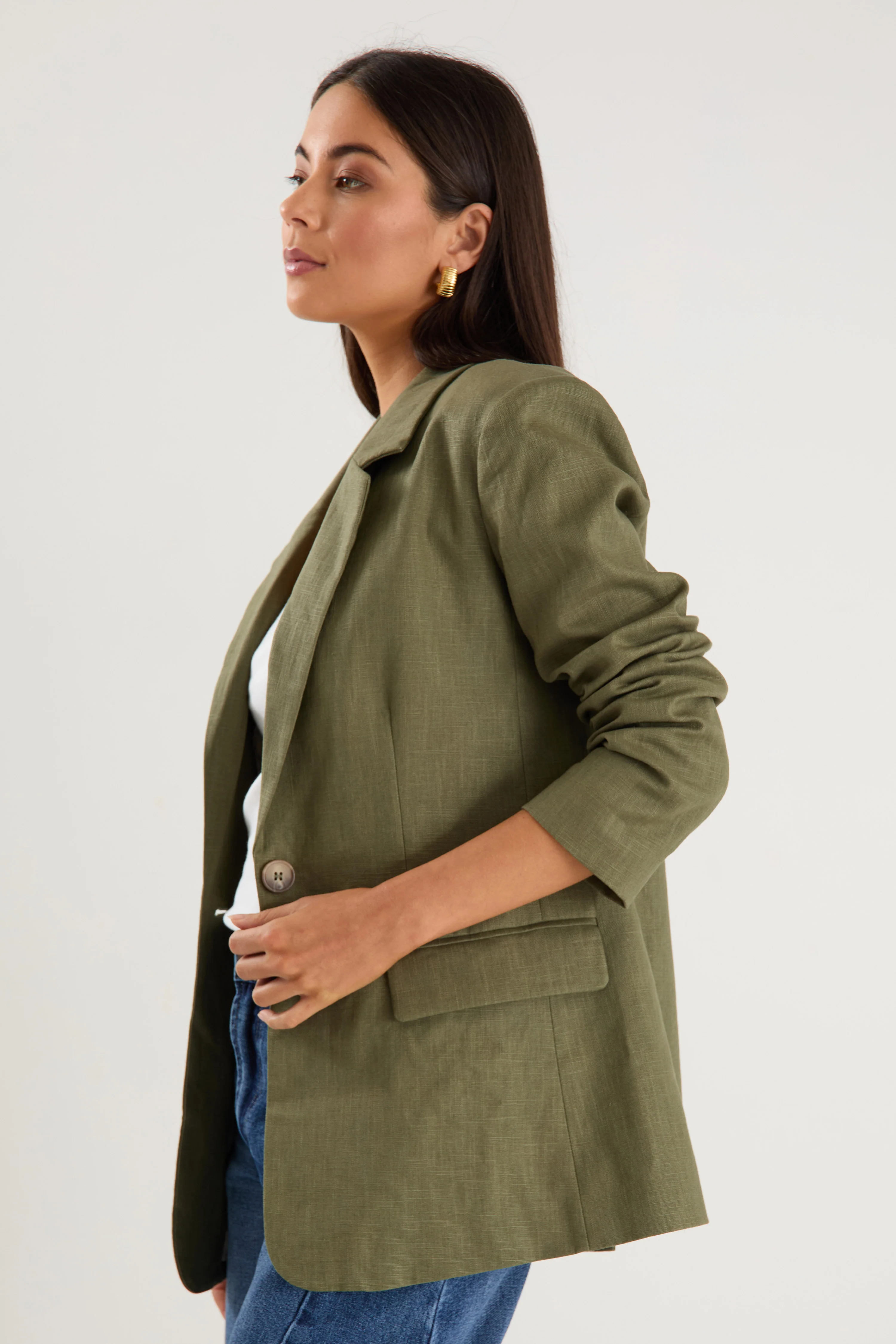 Dock Khaki Ramie Rolled Sleeve Blazer - Image 7
