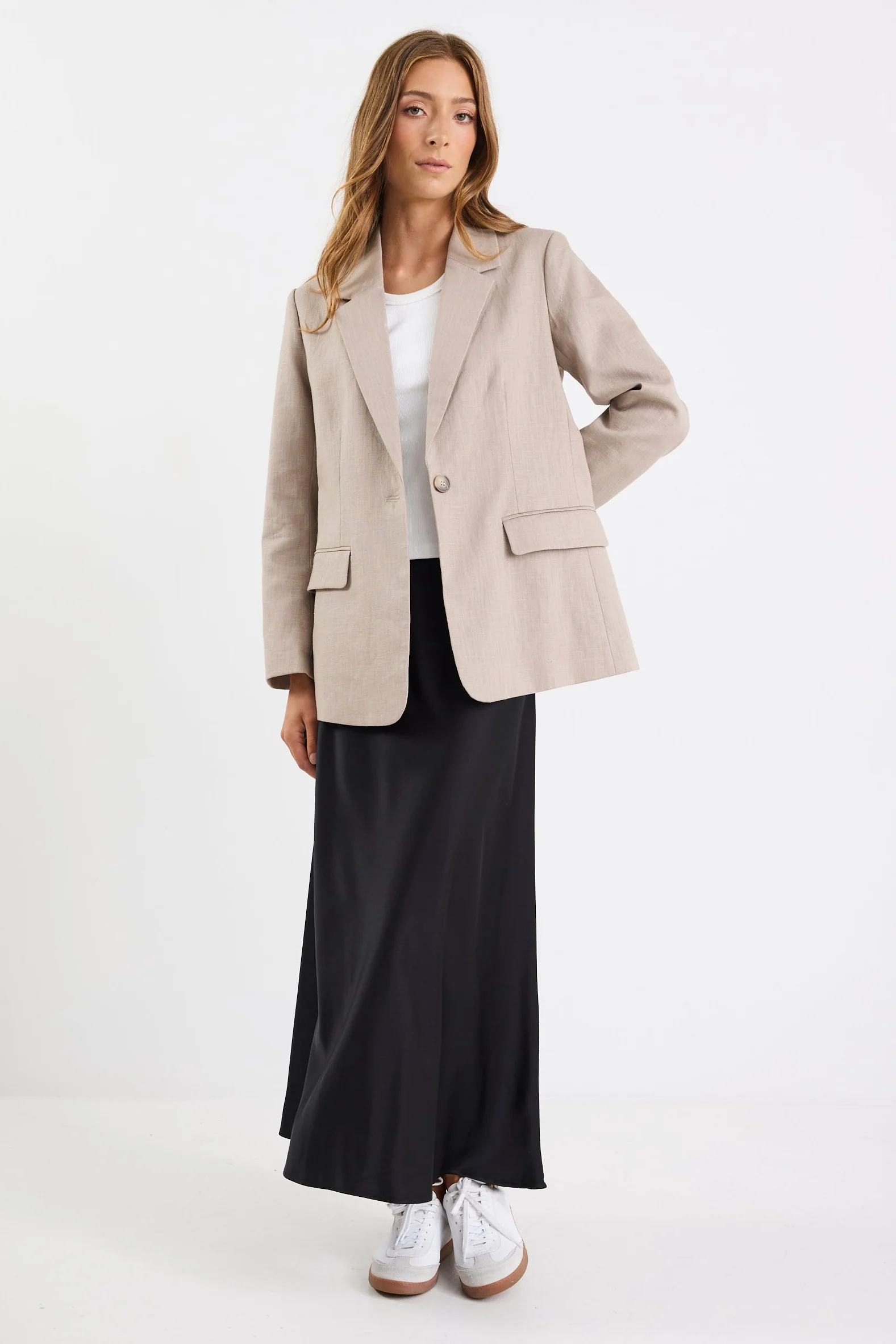 Dock Taupe Ramie Rolled Sleeve Blazer - Image 3