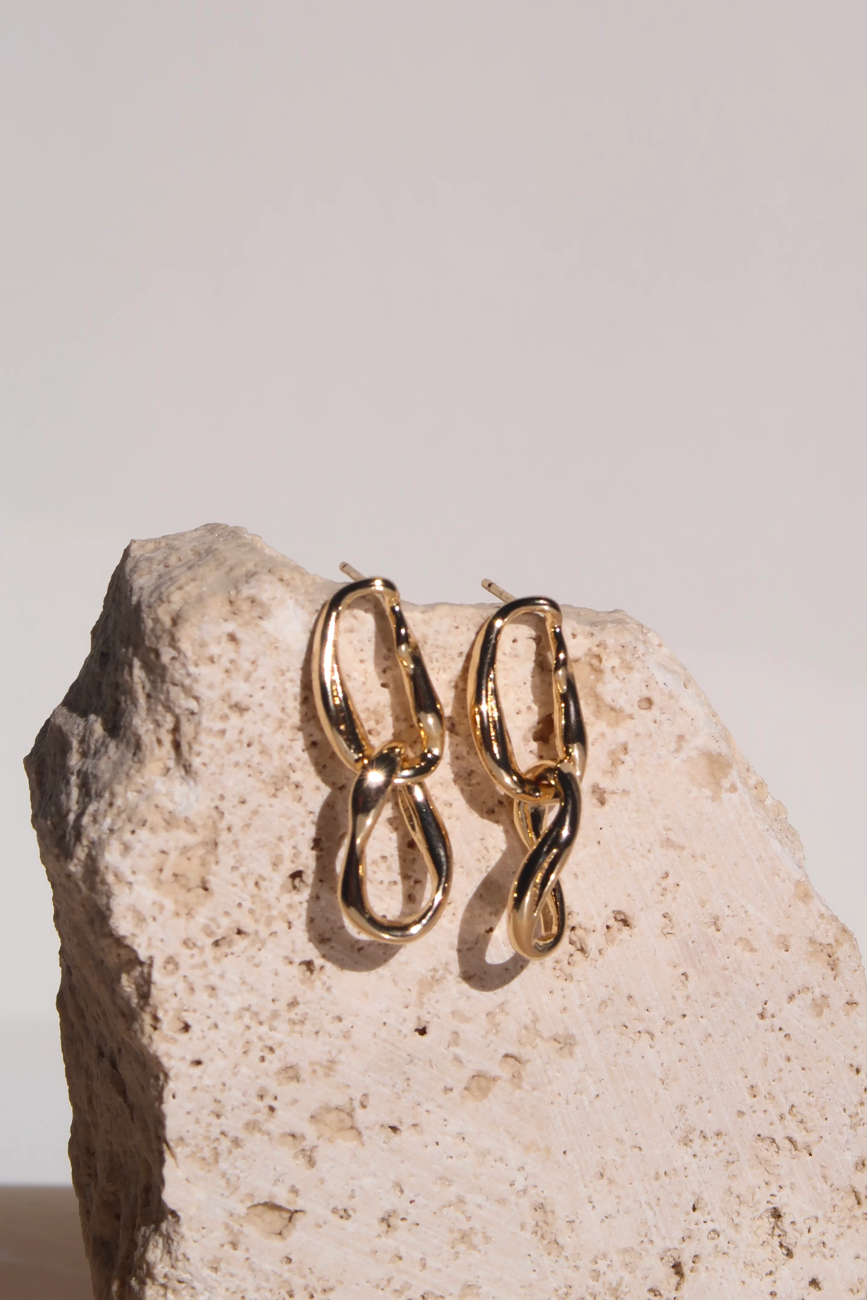 Double Link Twist EOL Gold Stud Earrings