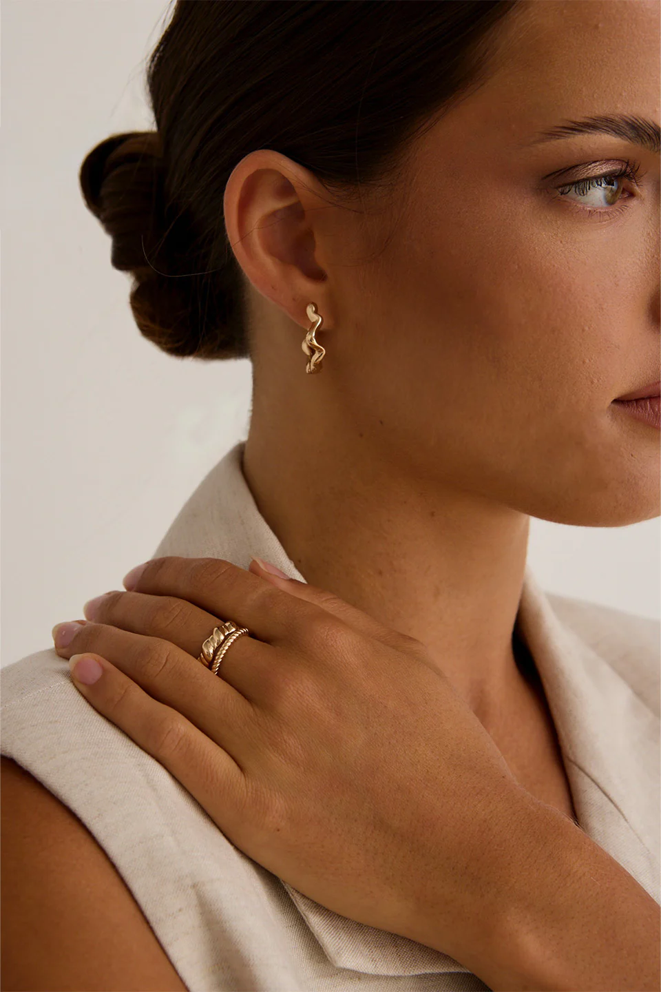 Double EOL Twist Gold Ring Set - Image 3