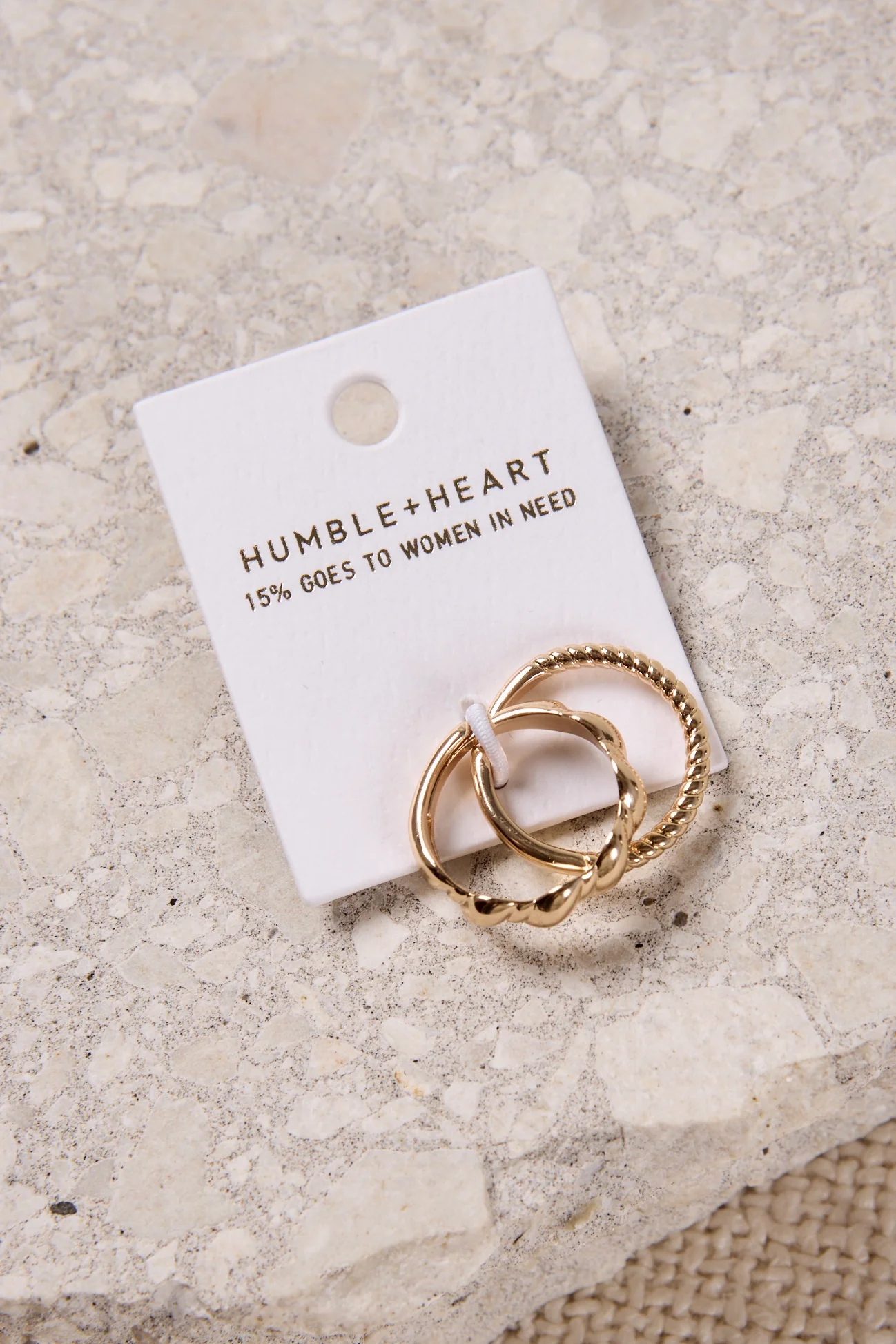 Double EOL Twist Gold Ring Set - Image 4