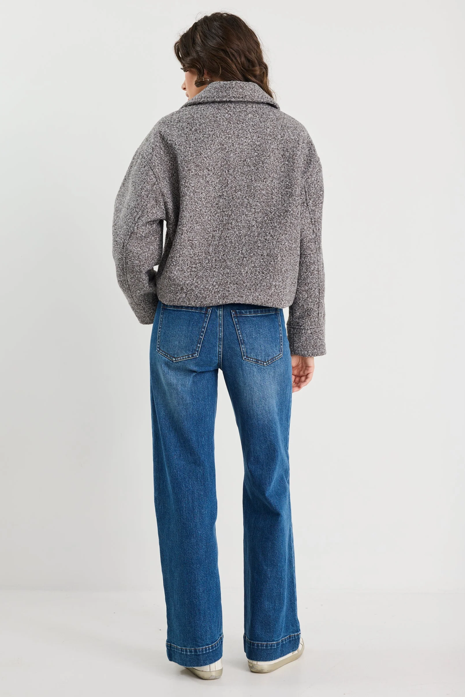 Dune Charcoal Boucle Zip Front Jacket - Image 6