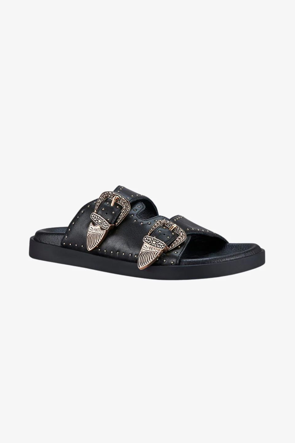 Eastwood Black Studded Gold Buckle Slide - Image 4
