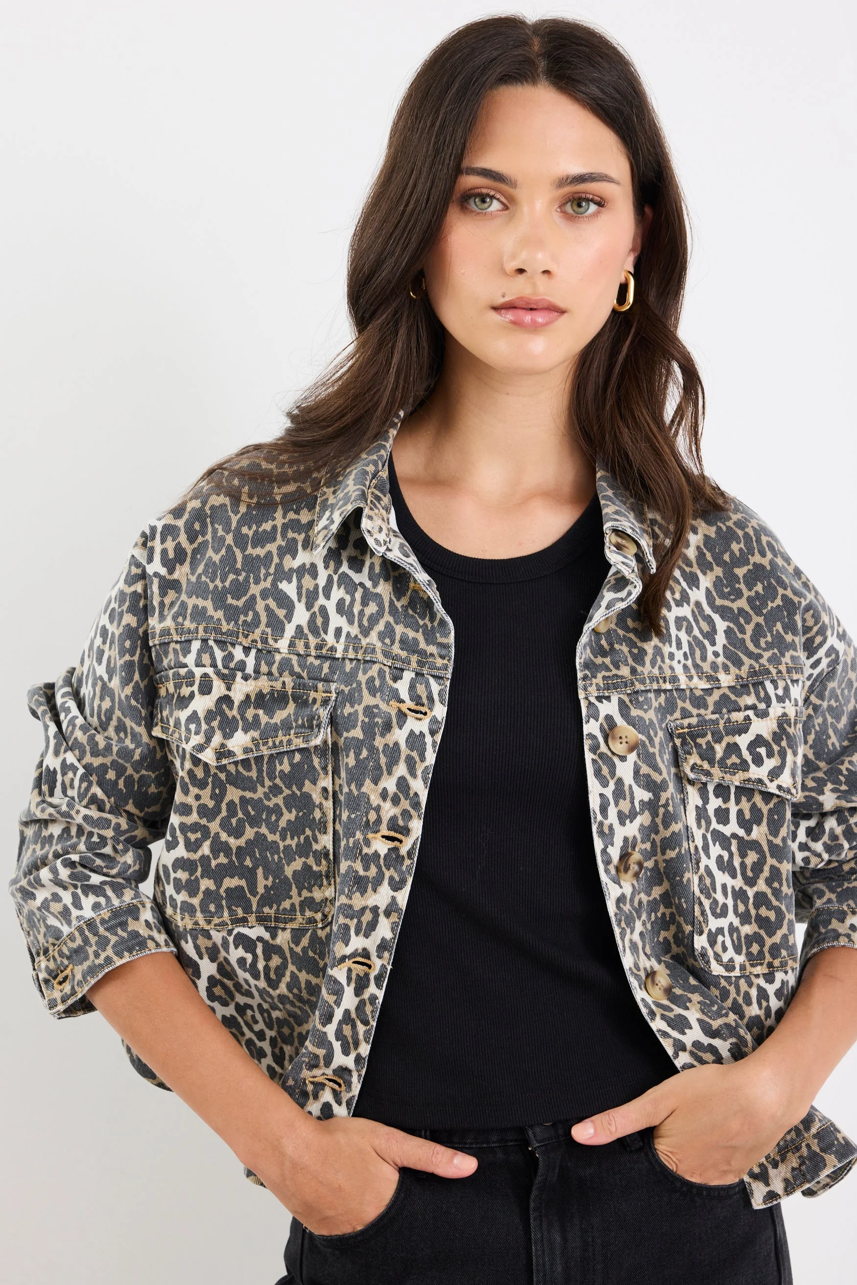 Echo Leopard Patch Pocket Denim Jacket - Image 4
