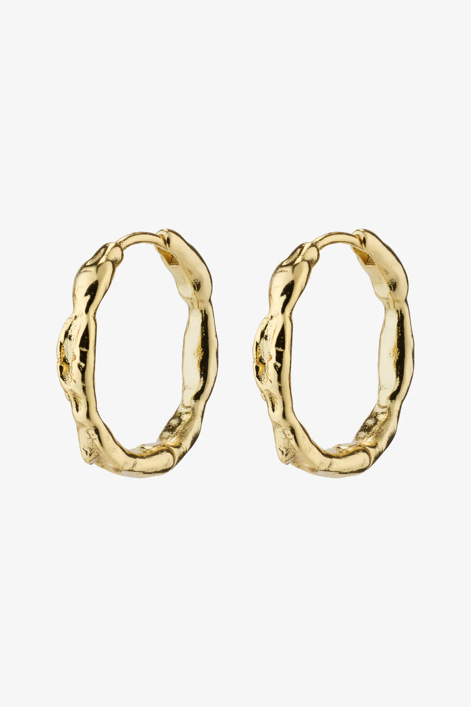 Eddy Recycled Organic Shaped Large Gold Plated EOL Hoop Earrings